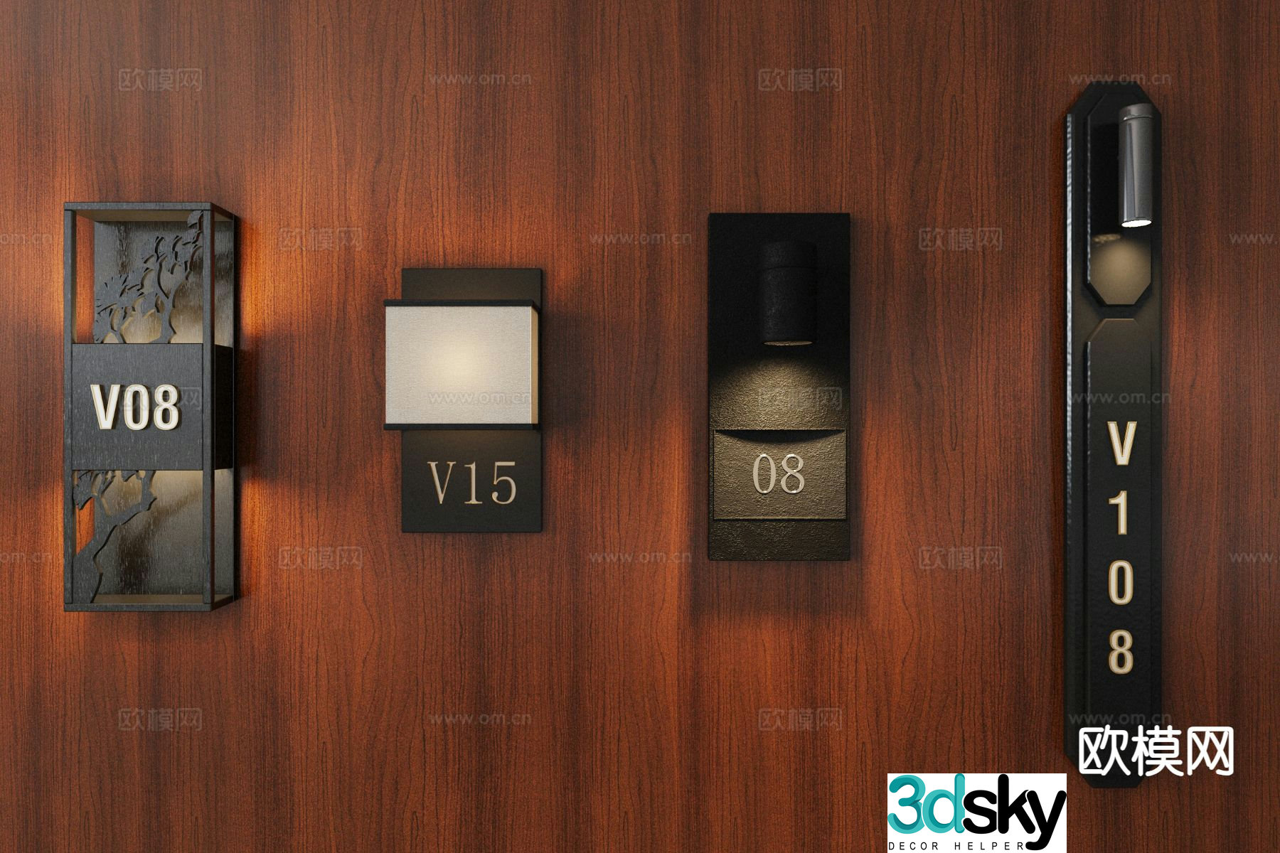 Hotel door number plate logo sign 3d model