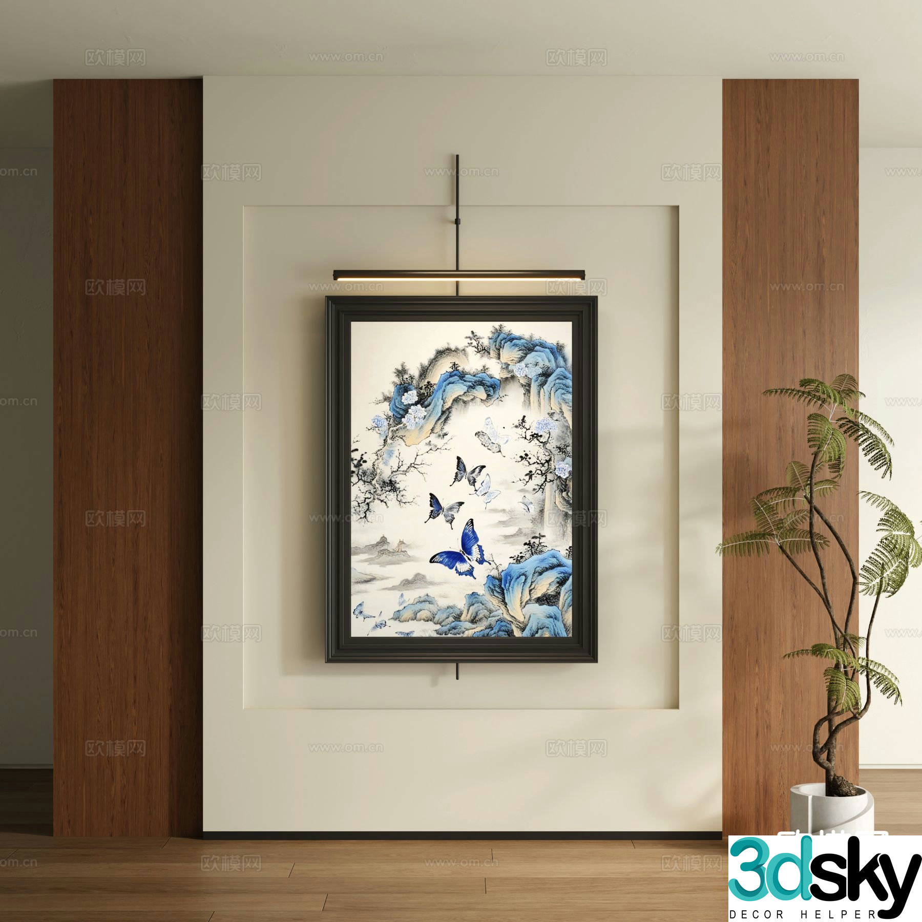 New Chinese style decorative painting art painting butterfly hanging painting 3d model