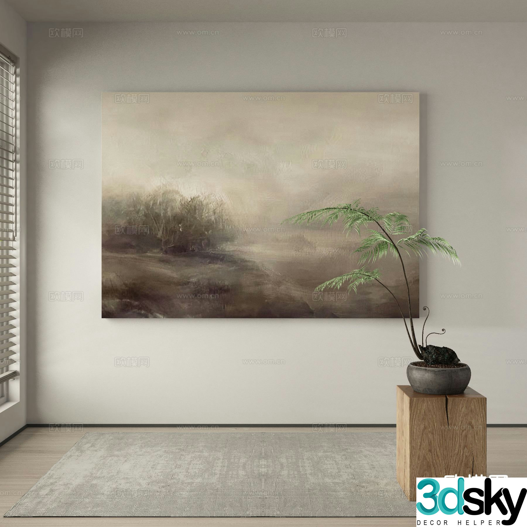 New Chinese style decorative painting art painting hanging painting 3d model