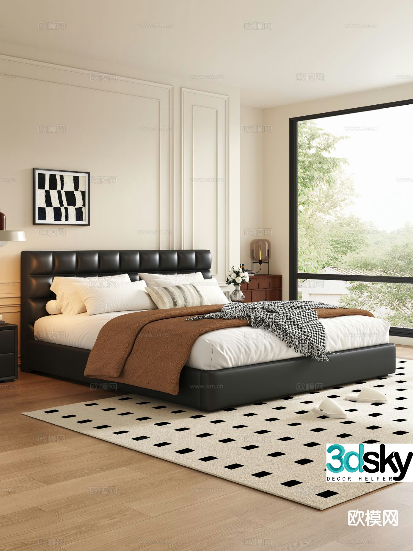 Medieval style double bed 3d model