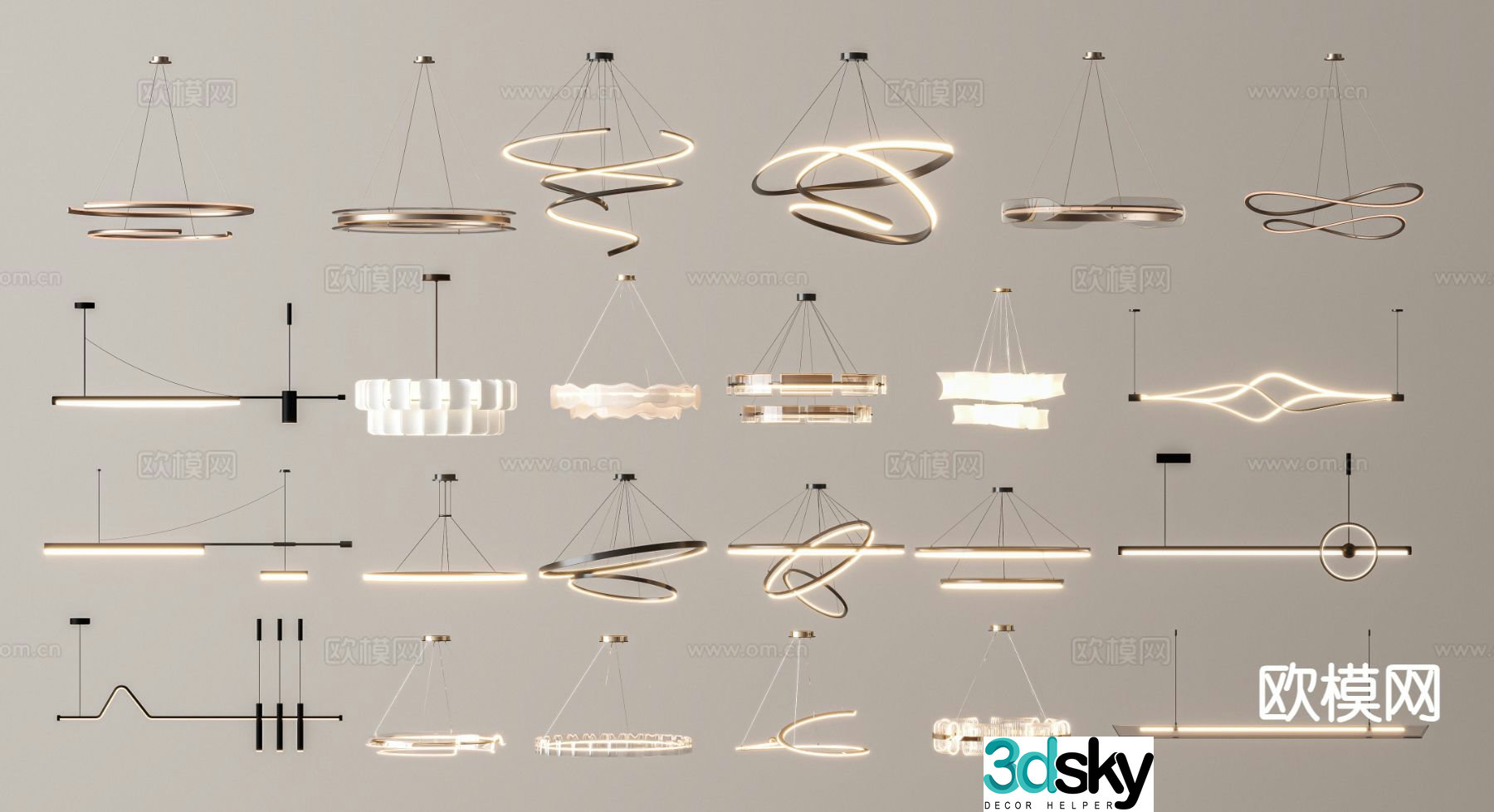 Modern chandelier decorative lamp artistic lamp 3d model