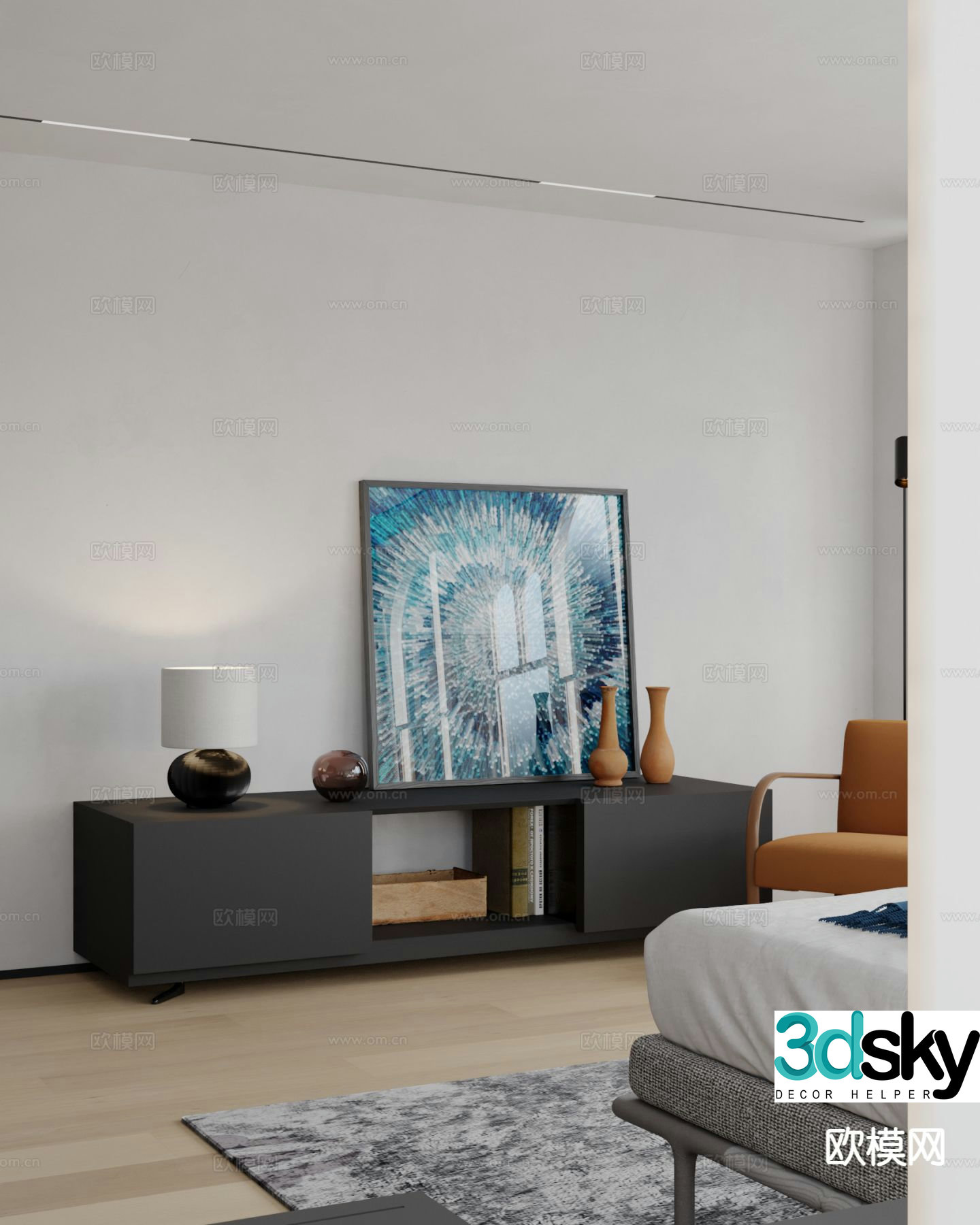 Modern low cabinet TV cabinet 3d model