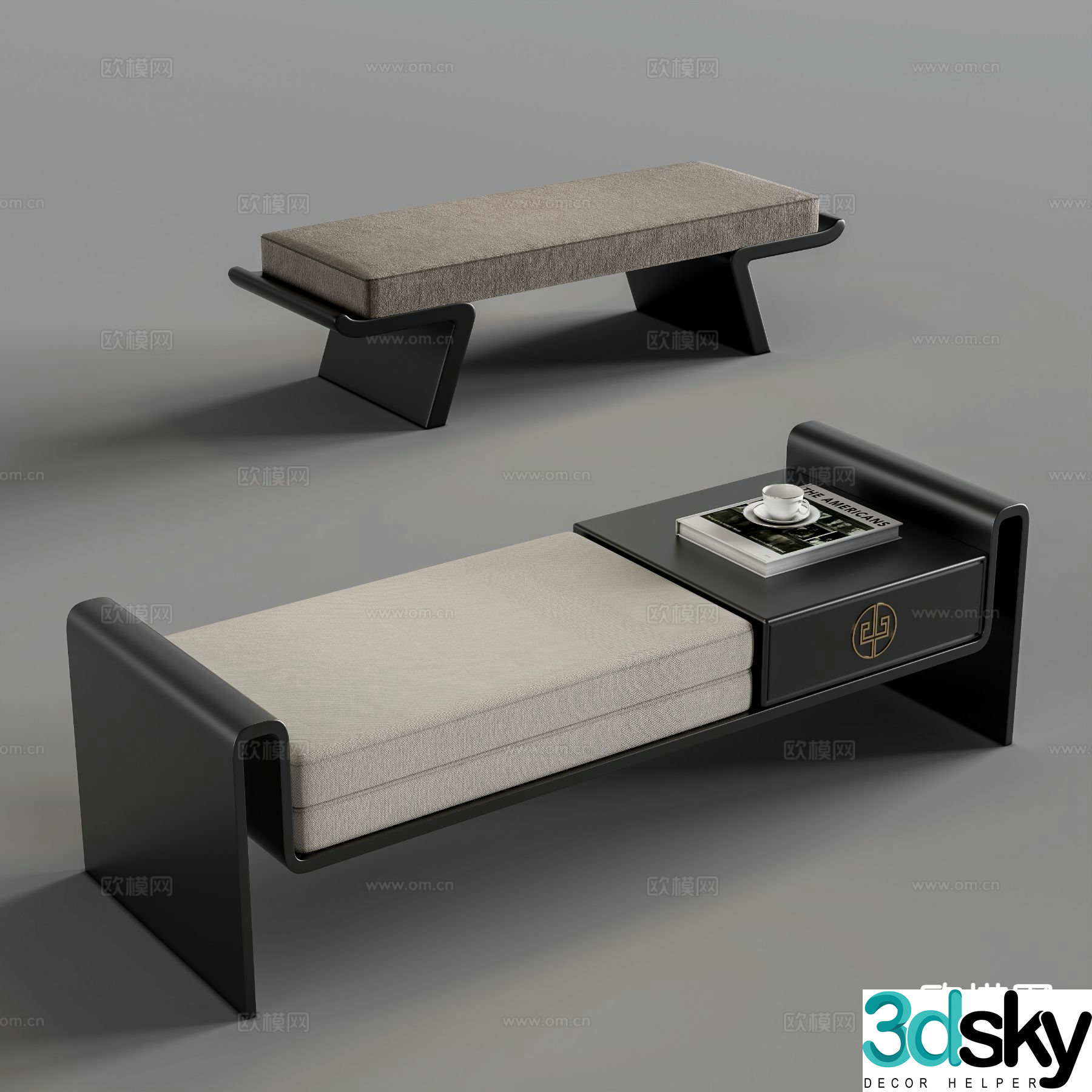 New Chinese style stool bench sofa stool 3d model