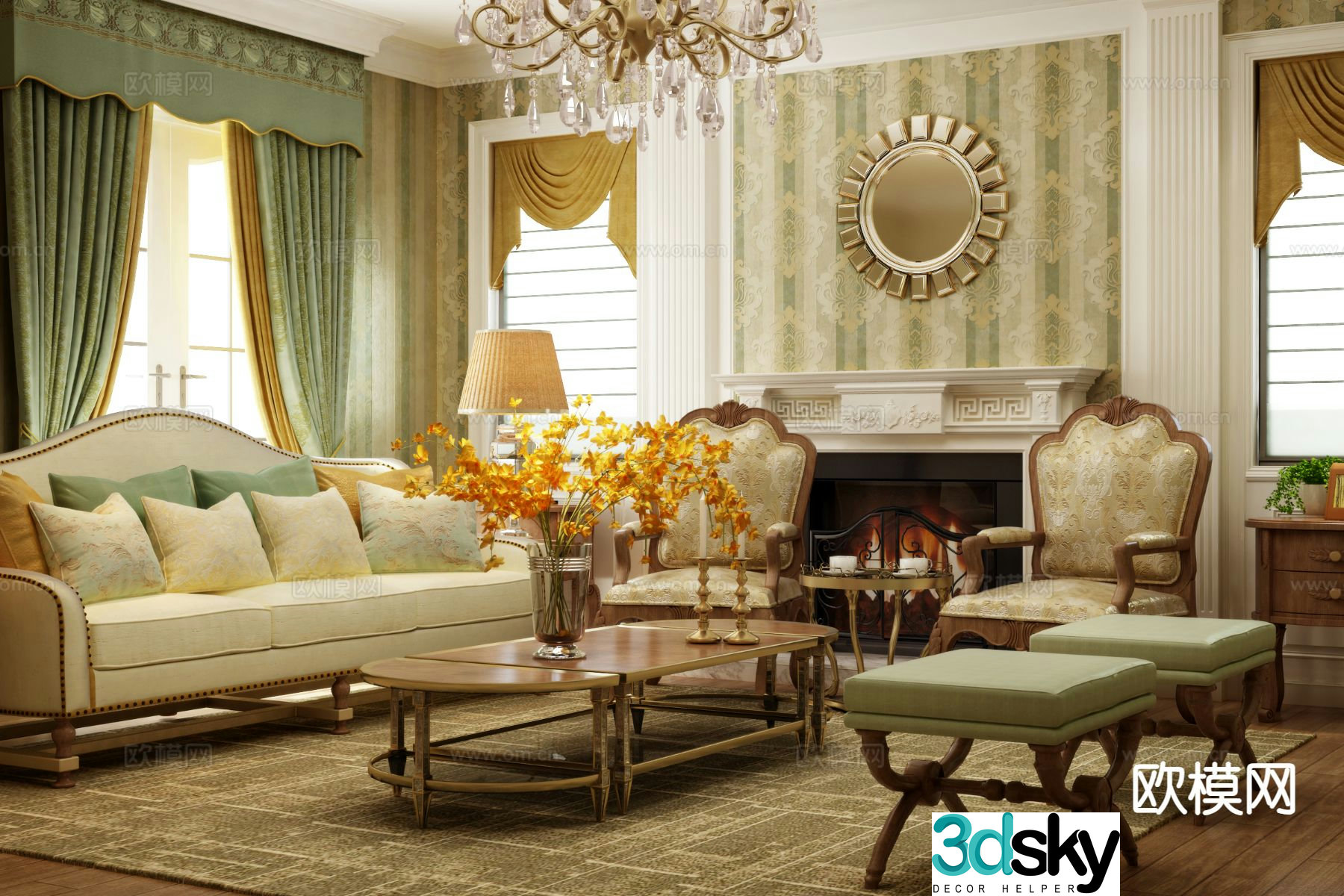 Neoclassical living room 3d model