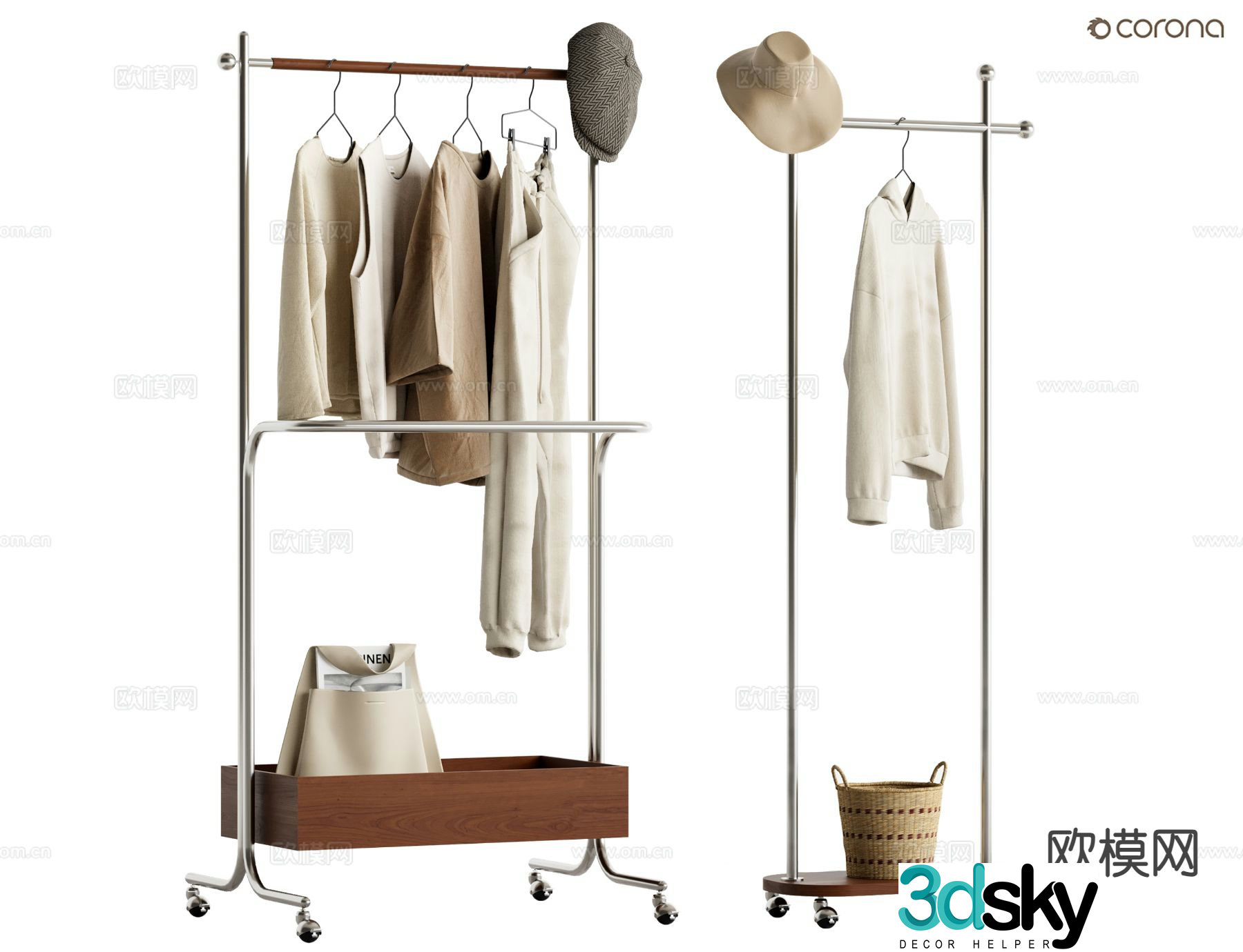 Medieval style floor-standing clothes hanger 3D model