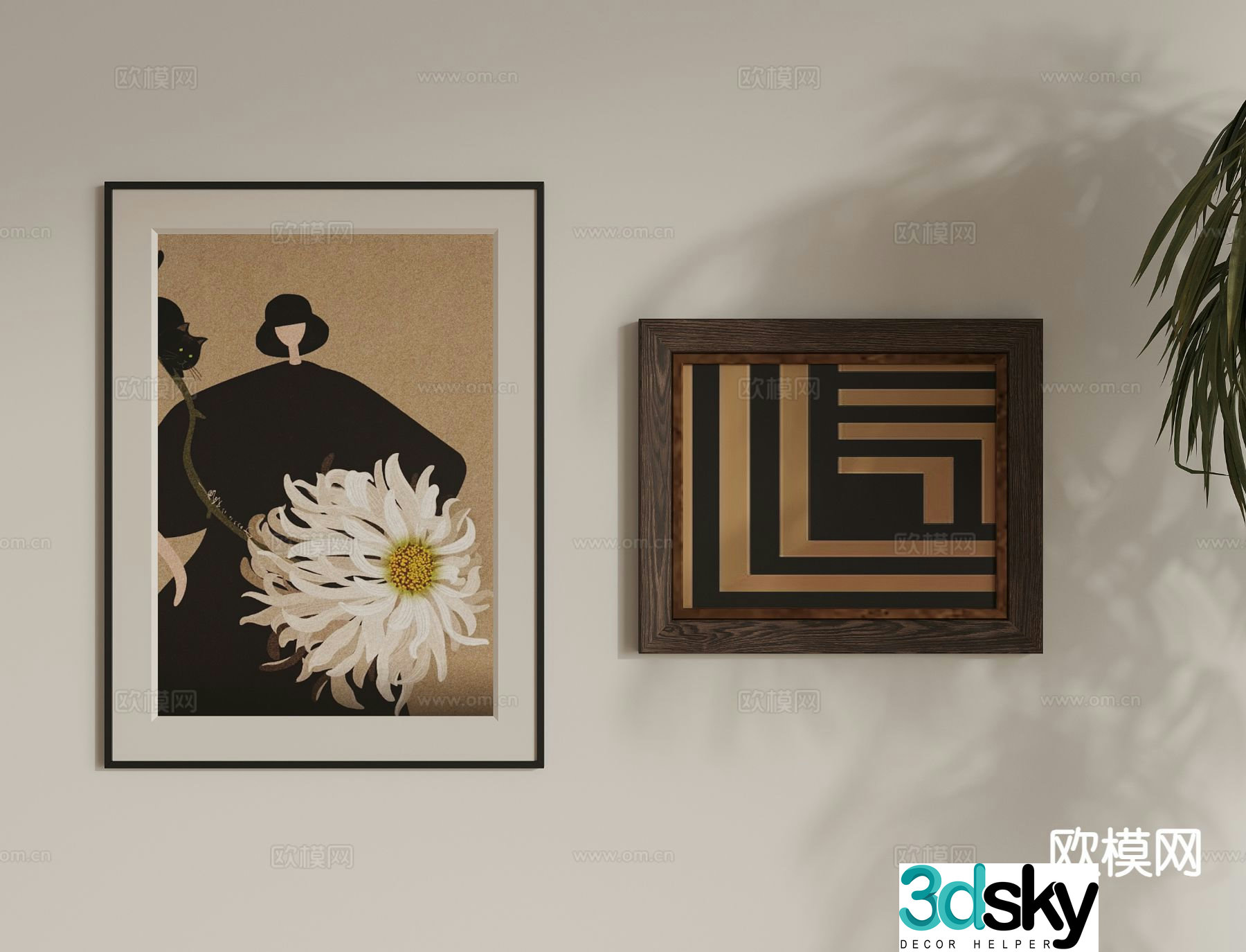 Medieval style decorative painting retro painting hanging painting 3D model