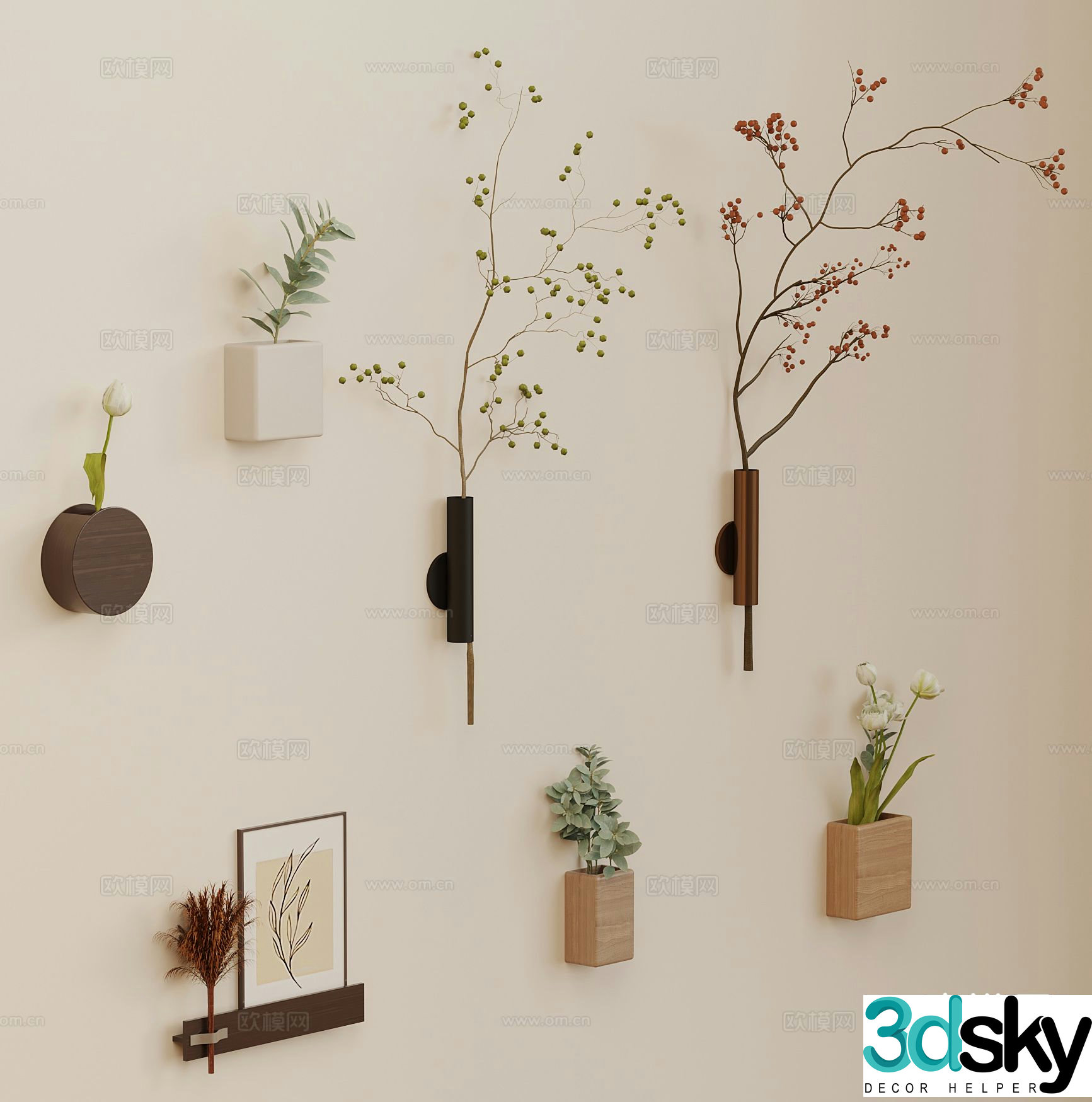 Plant wall decoration green plant hanging decoration 3d model