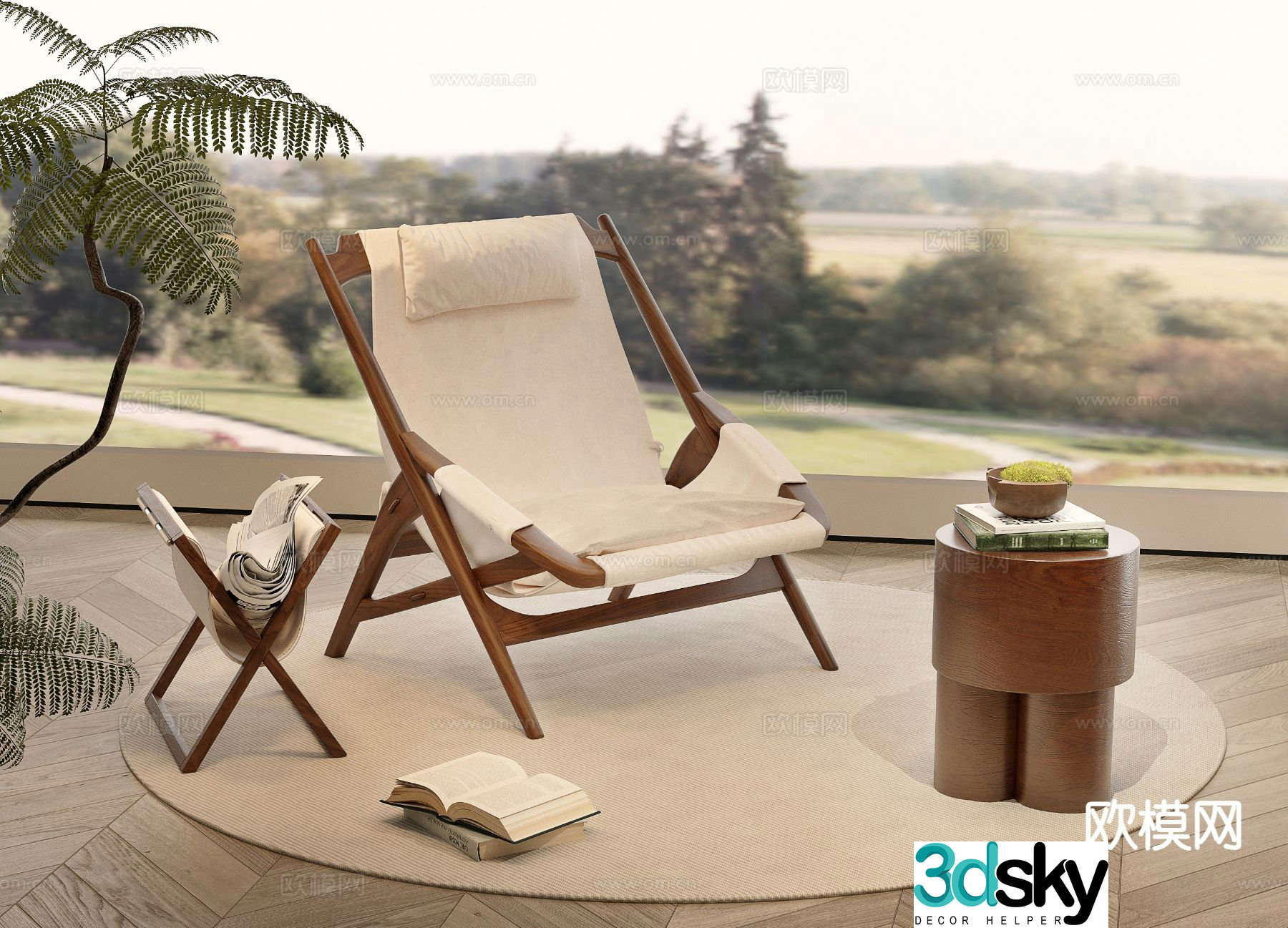 Medieval style chair leisure chair 3d model