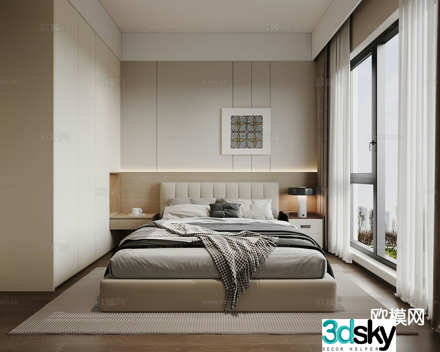 Modern bedroom second bedroom parents room 3d model