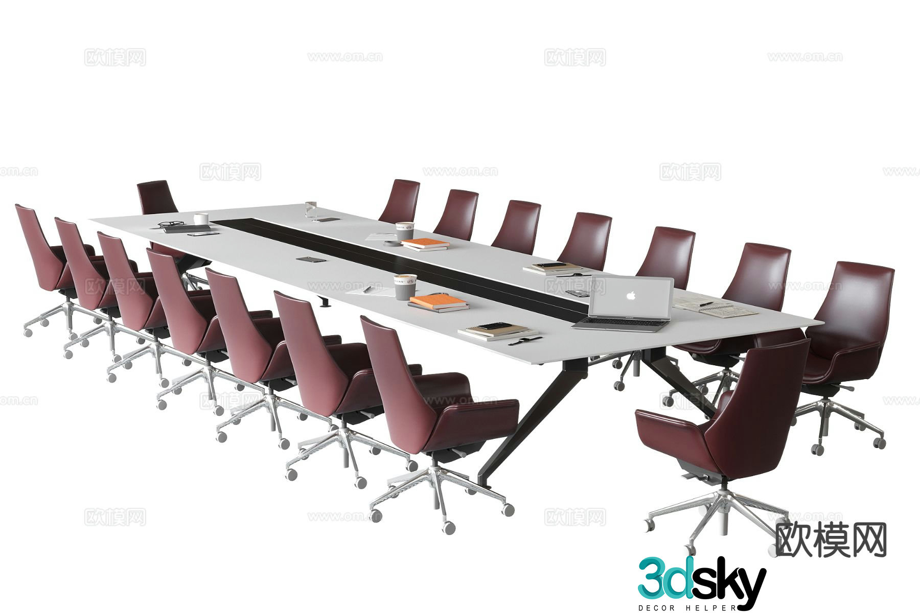 Modern conference table and chair office chair long conference table 3d model