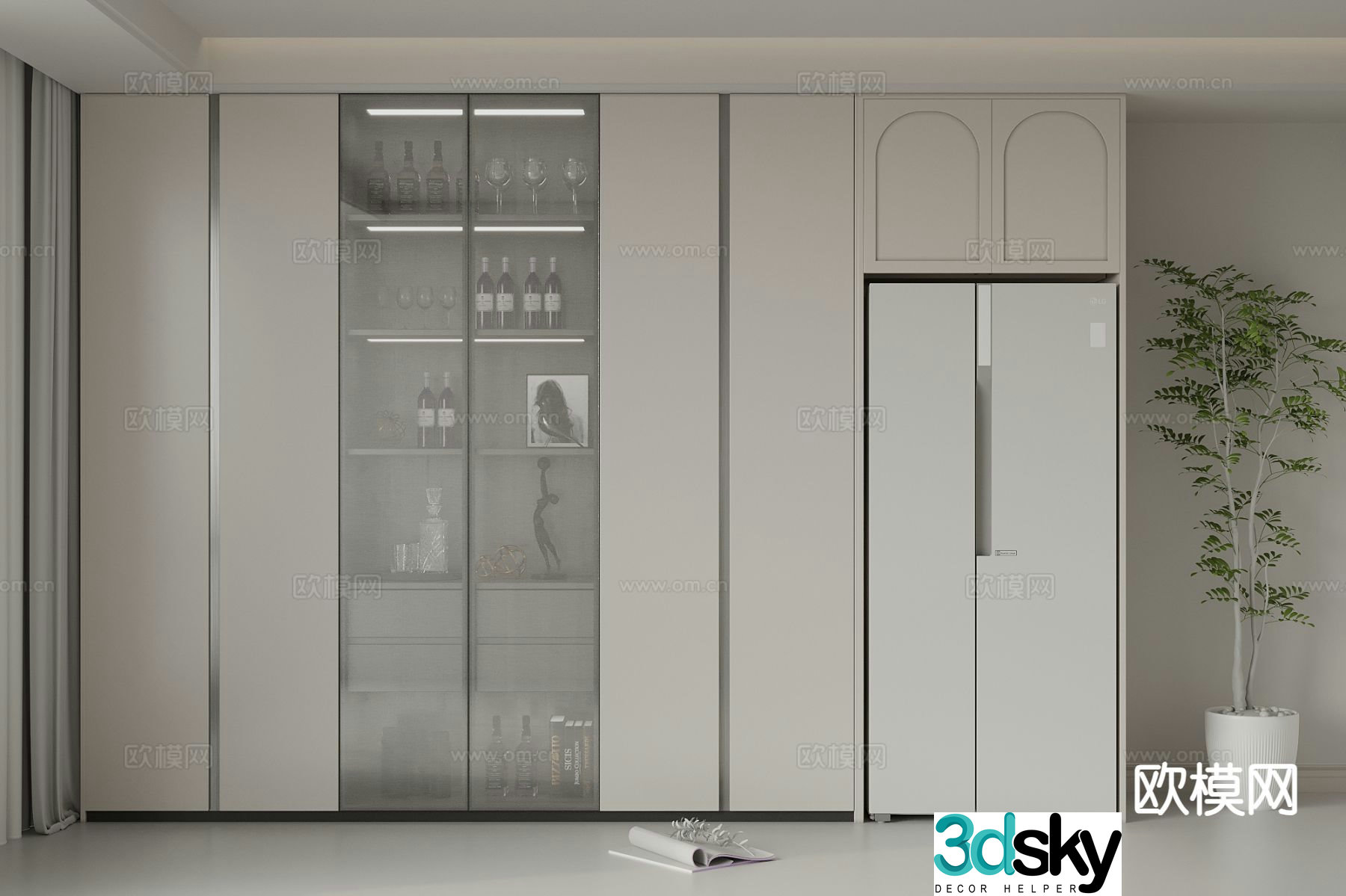 Modern wine cabinet sideboard 3d model
