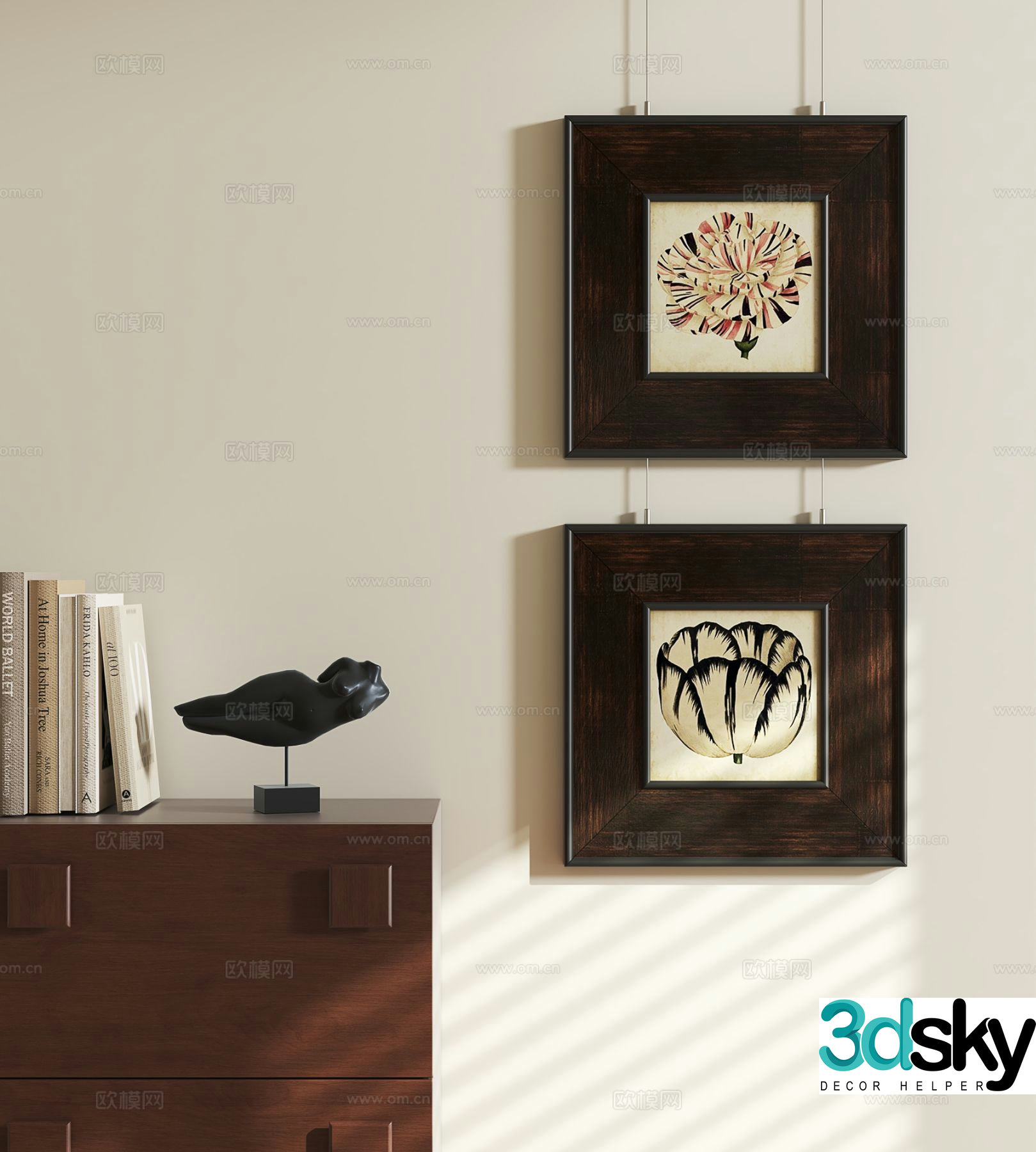 French retro hanging painting art painting 3d model