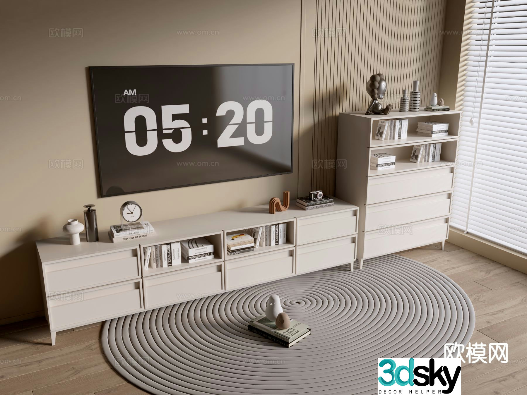 Cream style TV cabinet 3d model
