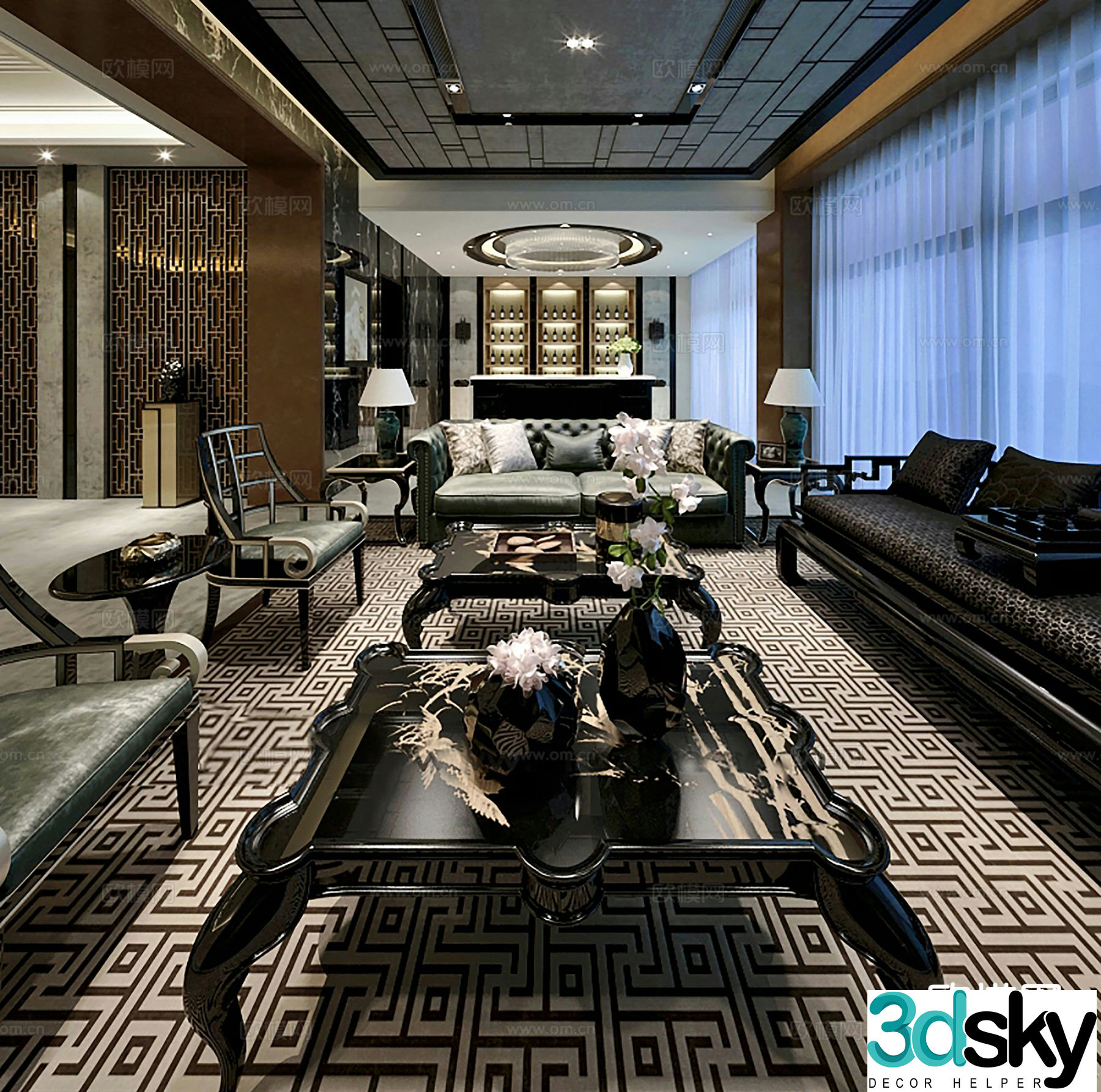 New Chinese style living room 3d model
