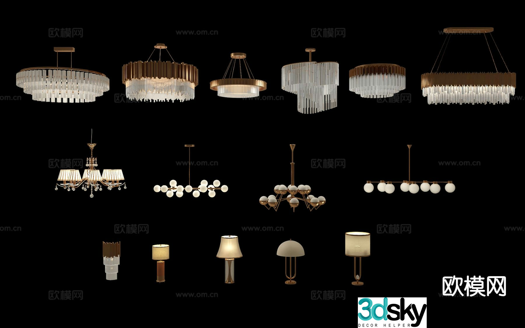 Light luxury chandelier table lamp 3d model