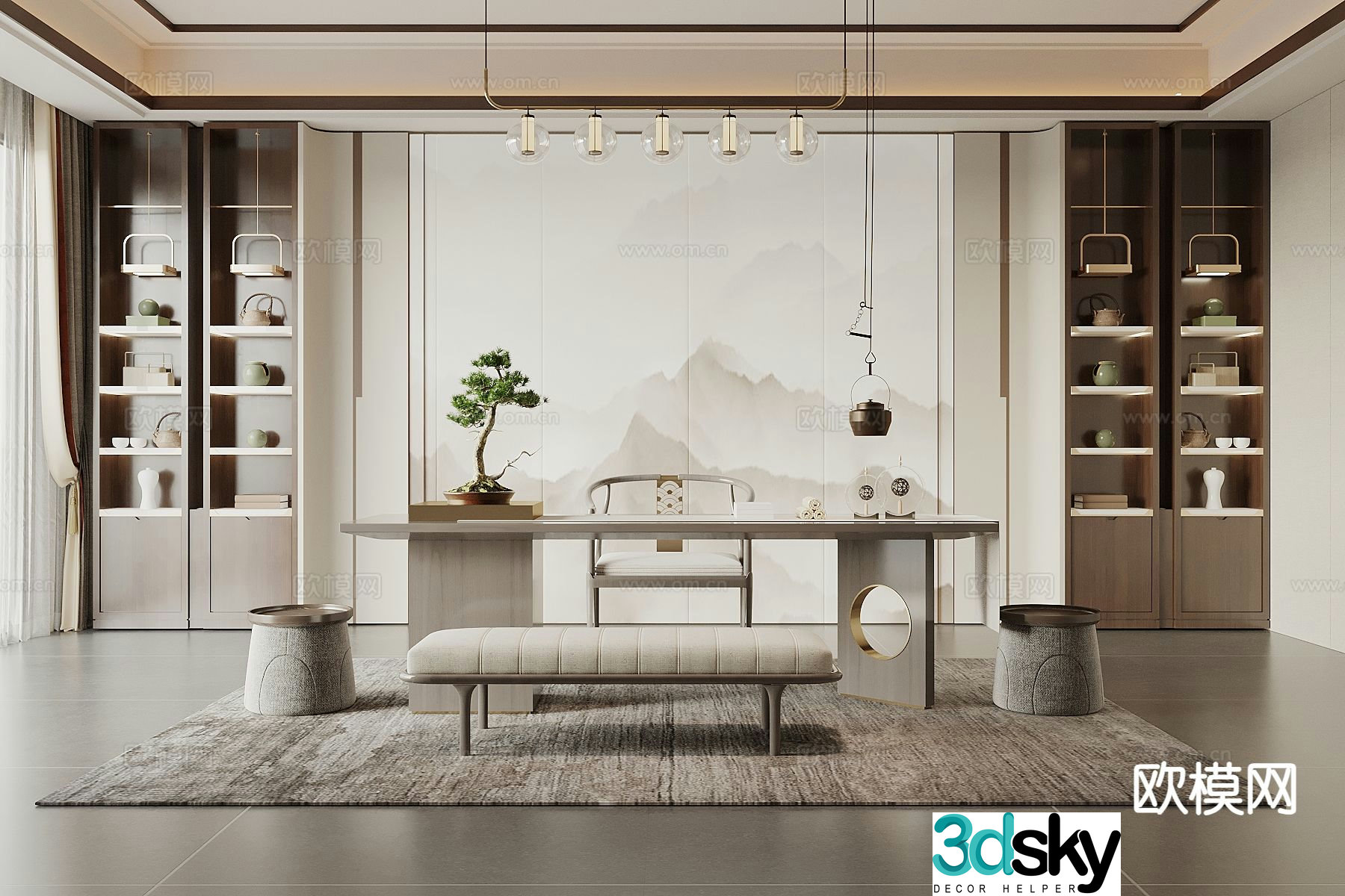 New Chinese tea room 3d model