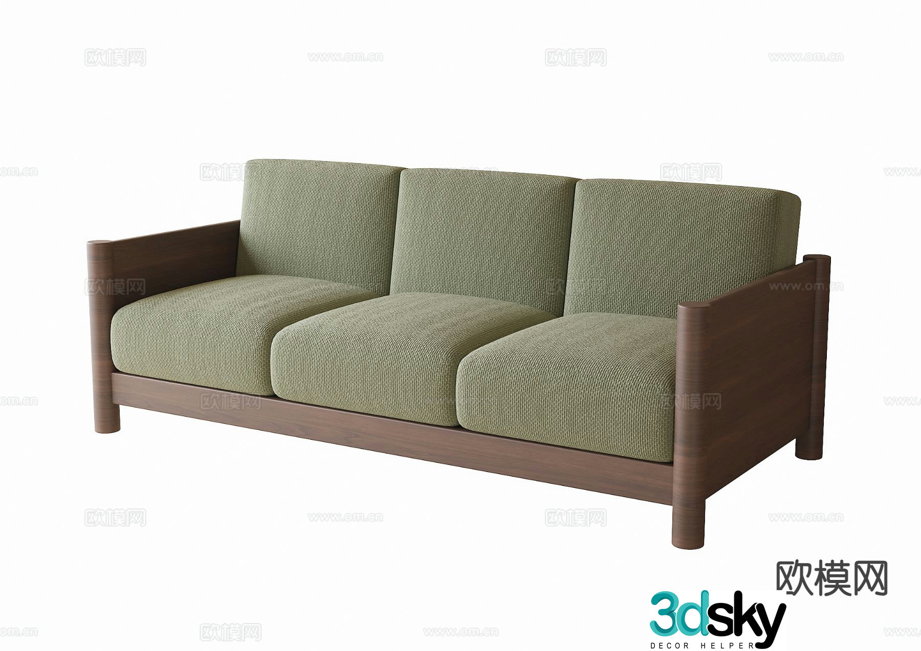 Three seater sofa upholstered sofa 3d model