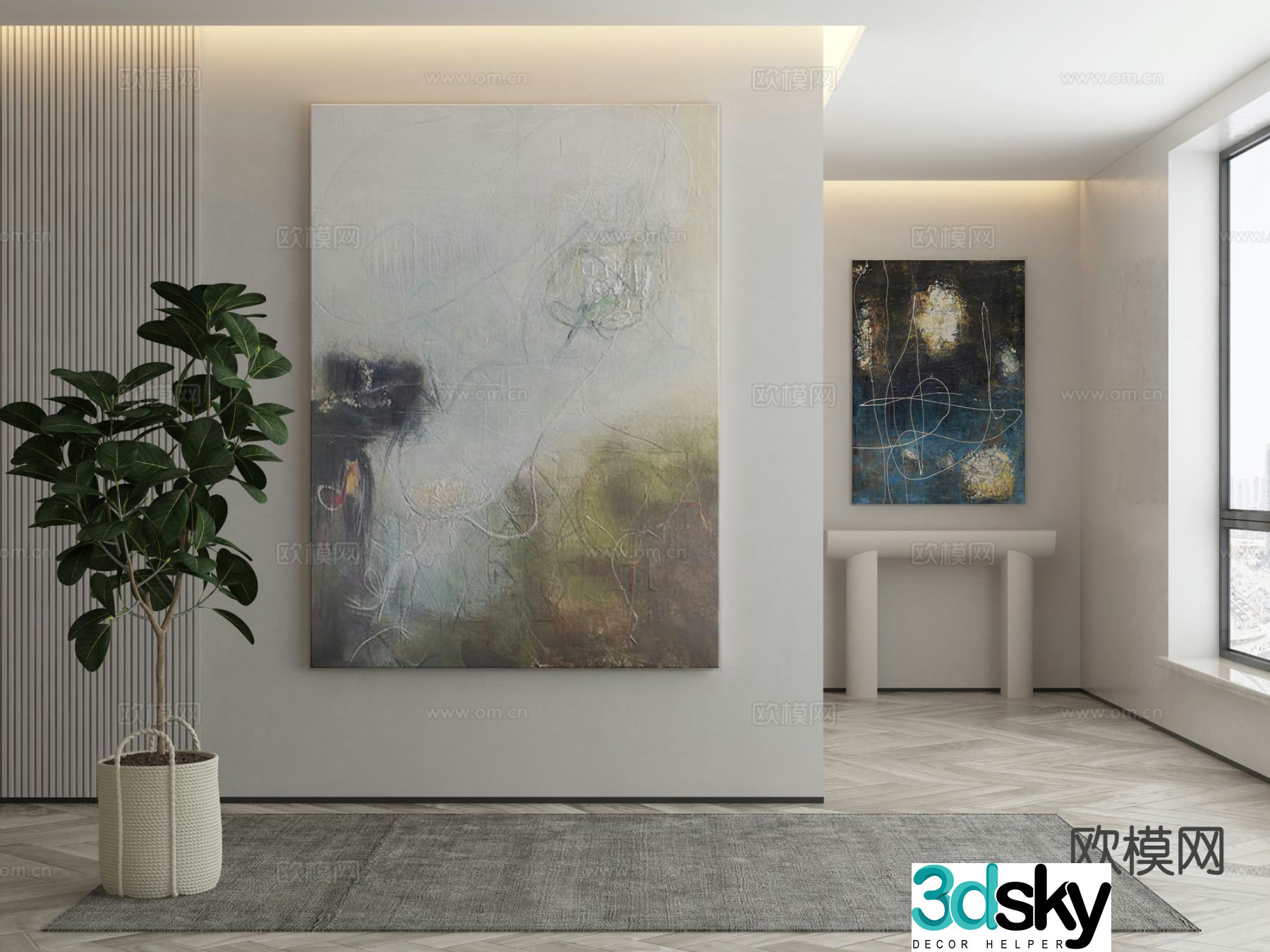 Wabi-sabi texture painting decorative painting 3d model