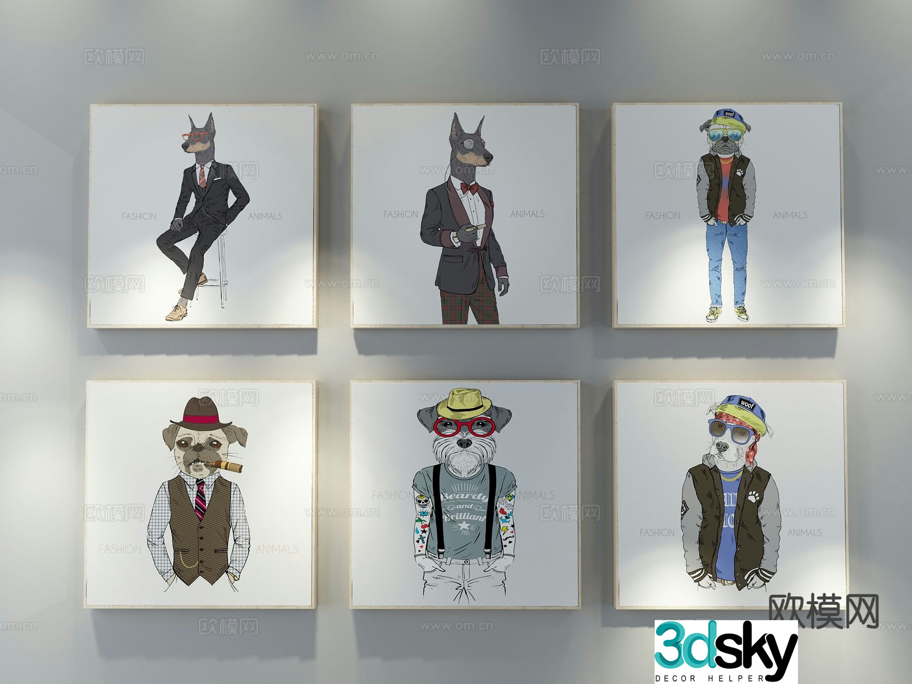 Modern cartoon painting decorative painting 3d model