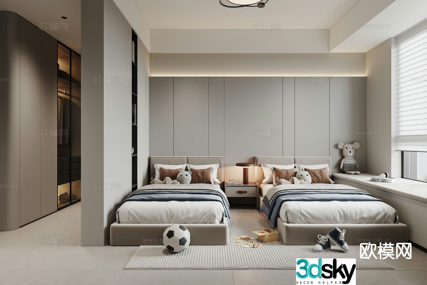 Modern boy’s room double room second bedroom bedroom 3d model