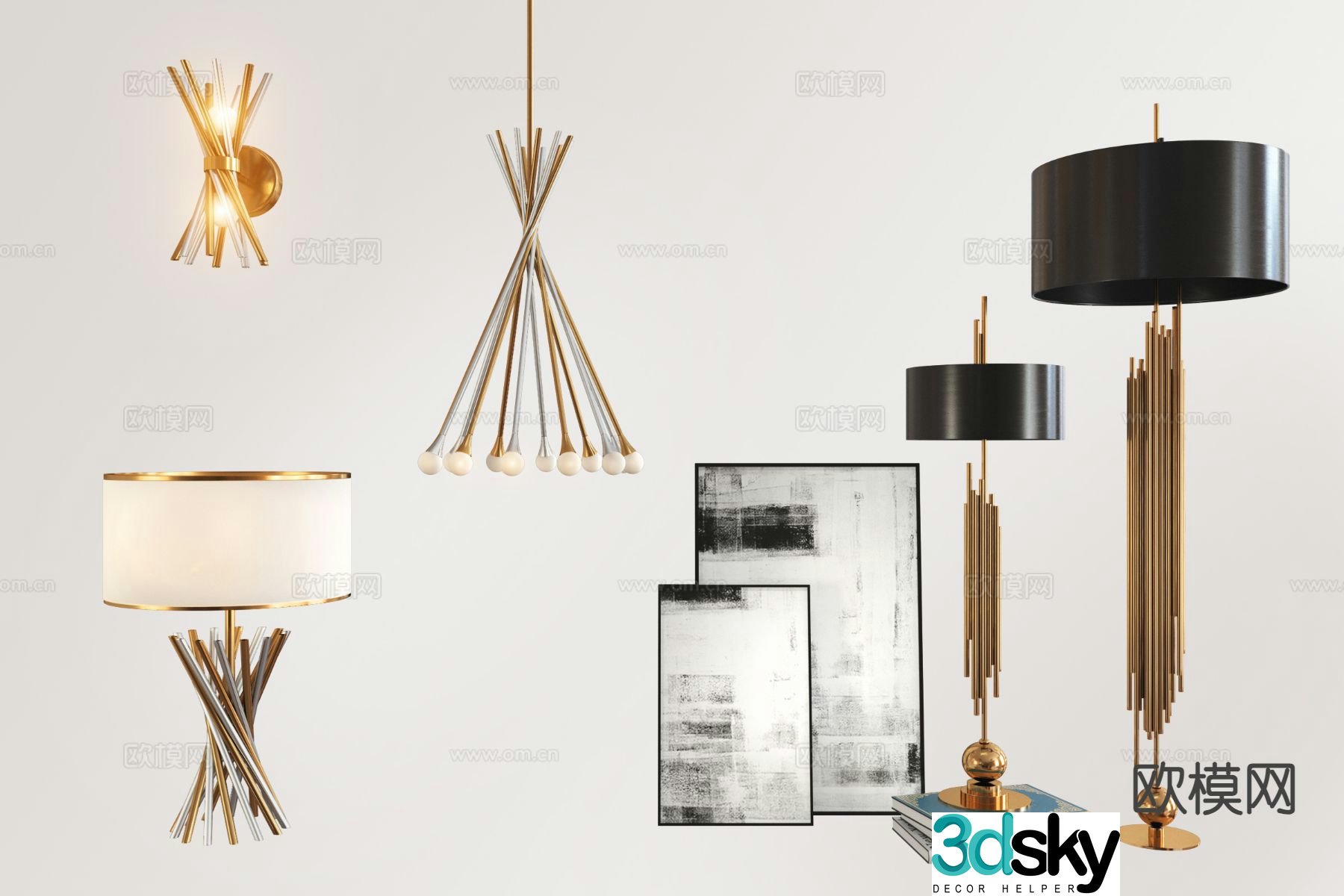 Modern table lamp chandelier floor lamp 3d model