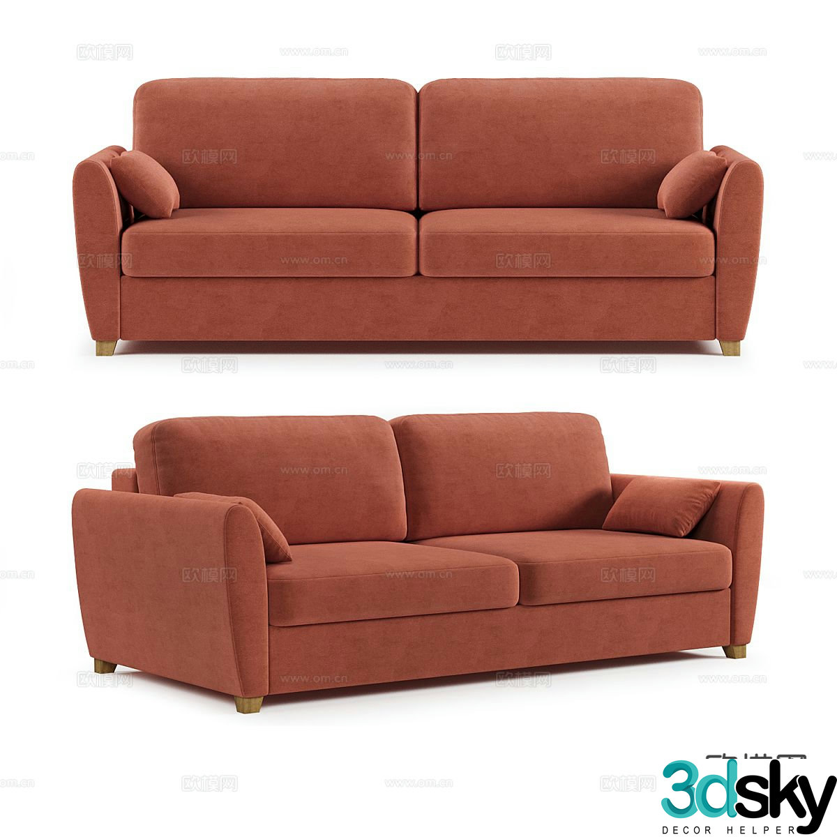Modern double sofa living room sofa 3d model