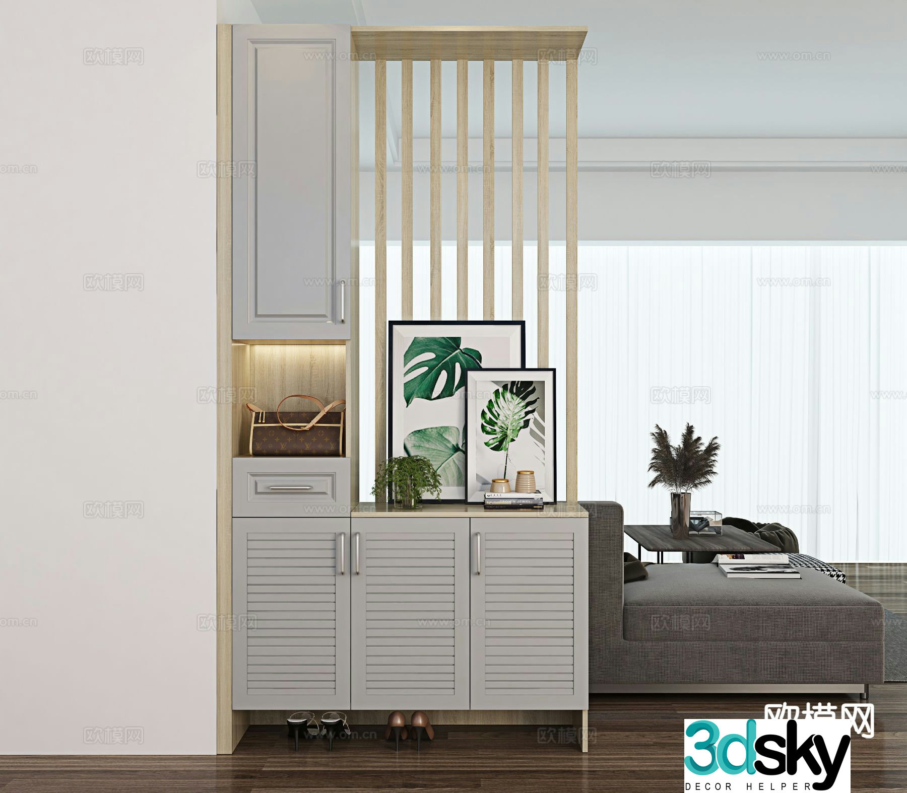 Entrance shoe cabinet partition shoe cabinet 3d model