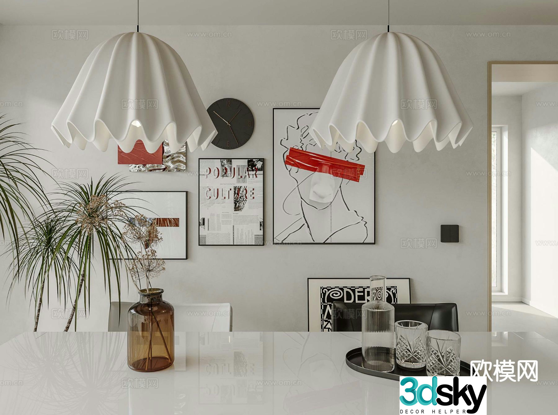 Modern dining room chandelier 3d model