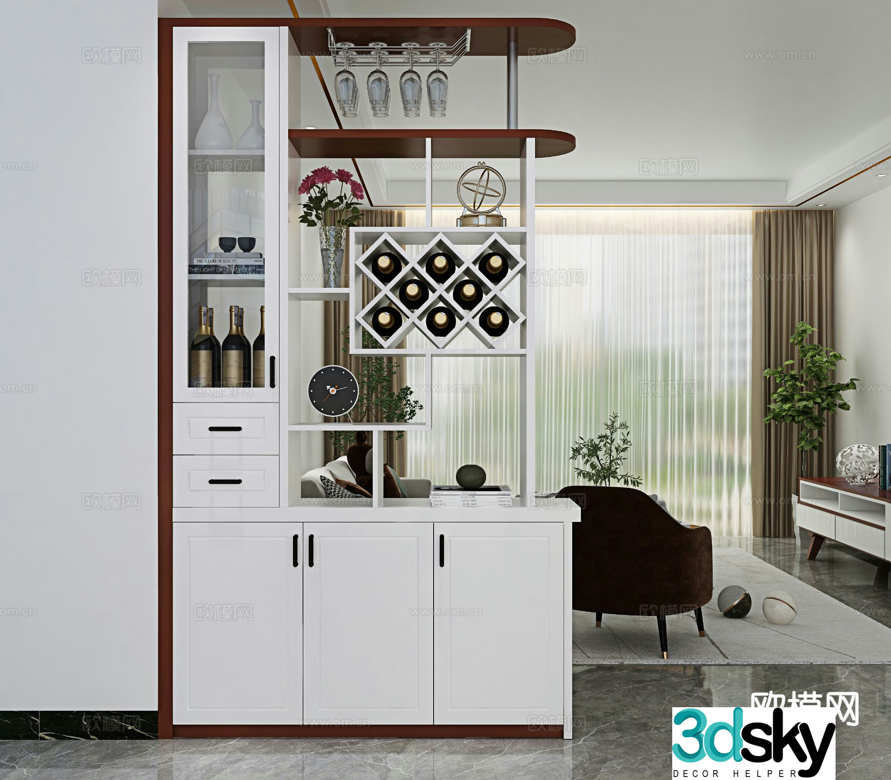 Modern partition cabinet entrance cabinet 3D model