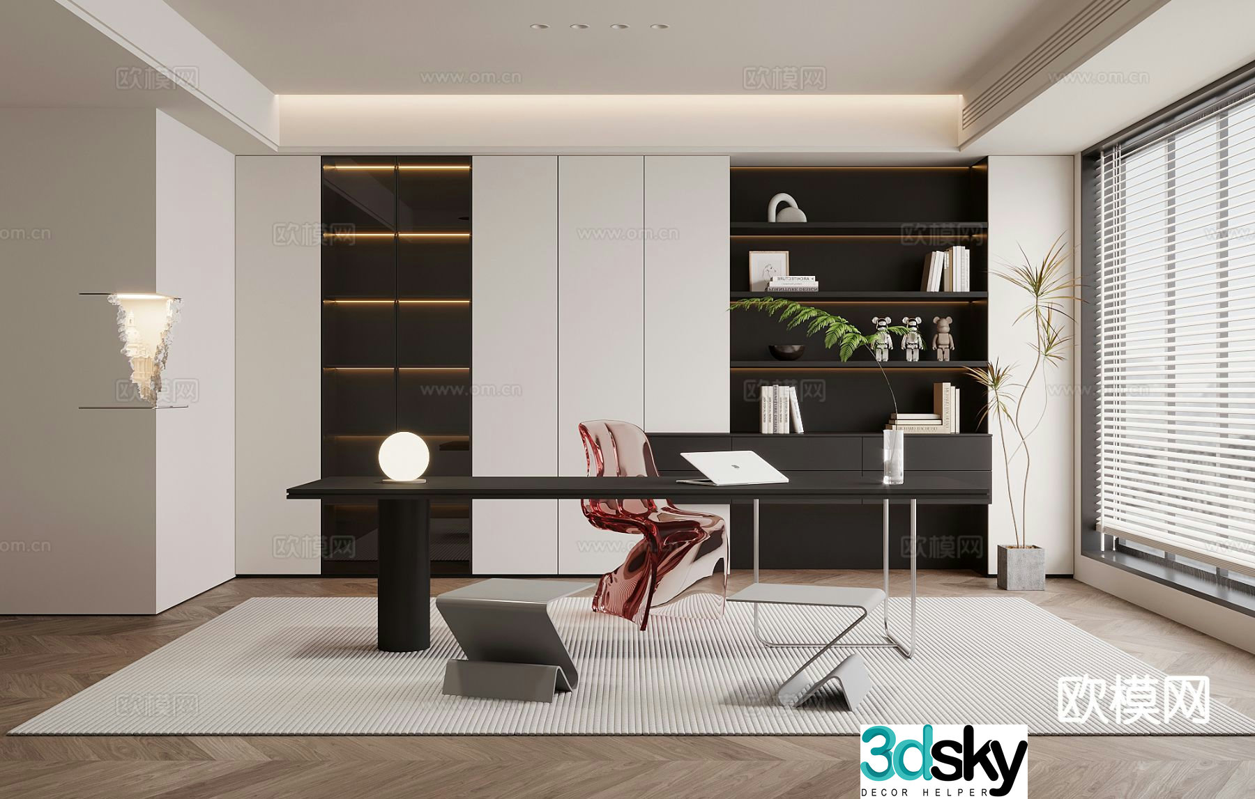 Modern minimalist study 3d model