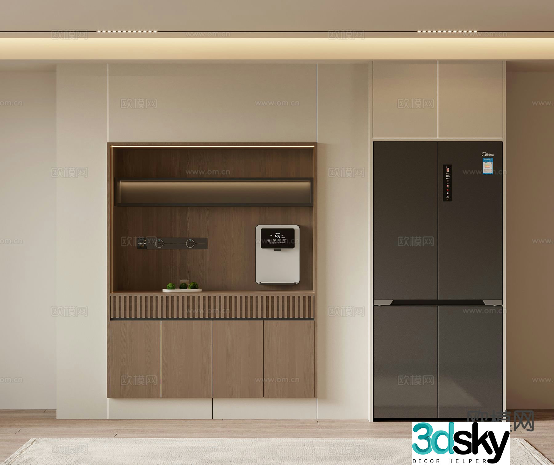 Modern sideboard refrigerator cabinet pipeline machine 3d model