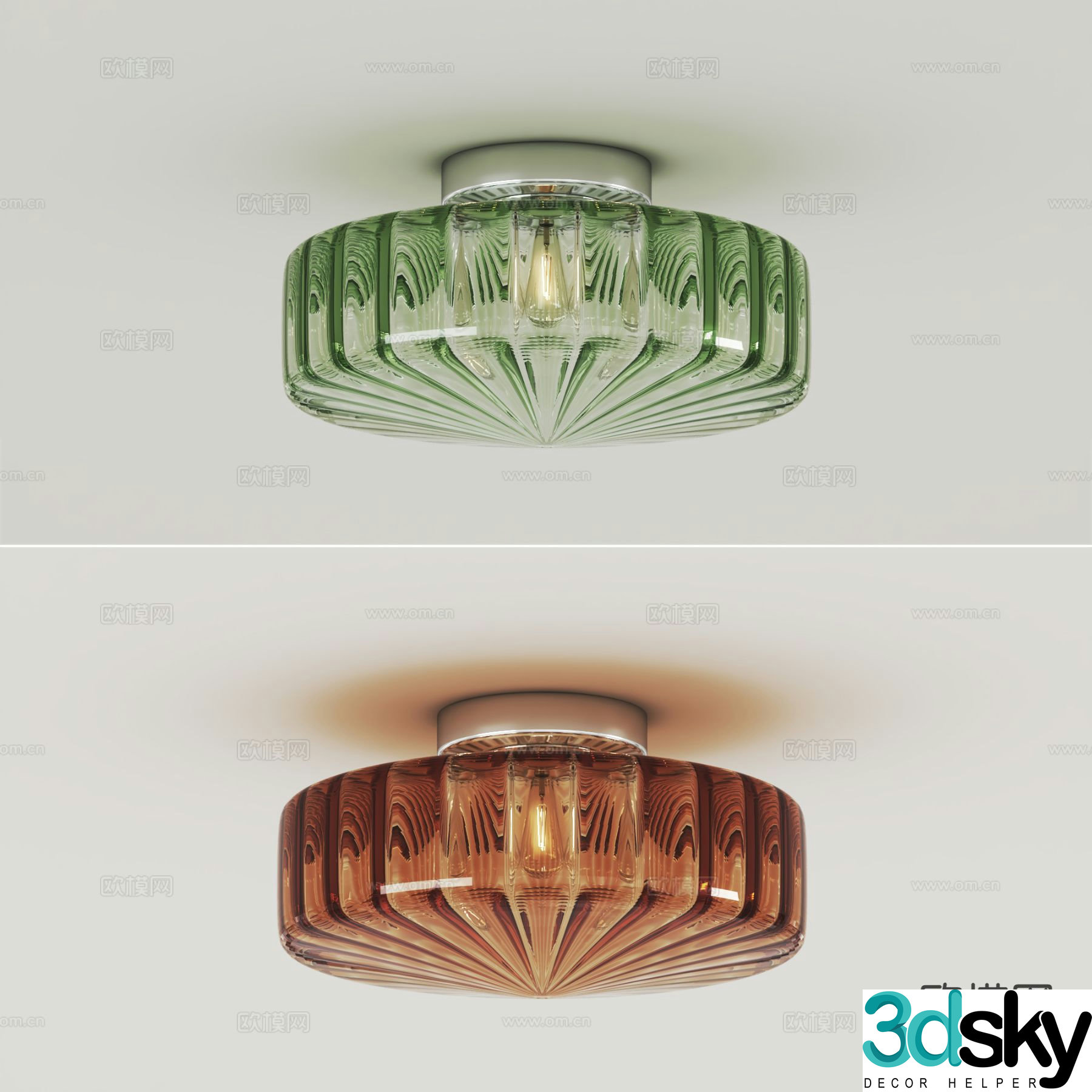 Glass ceiling lamp 3d model