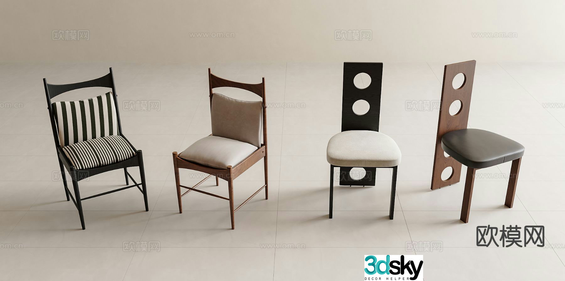 Medieval style chair dining chair 3d model