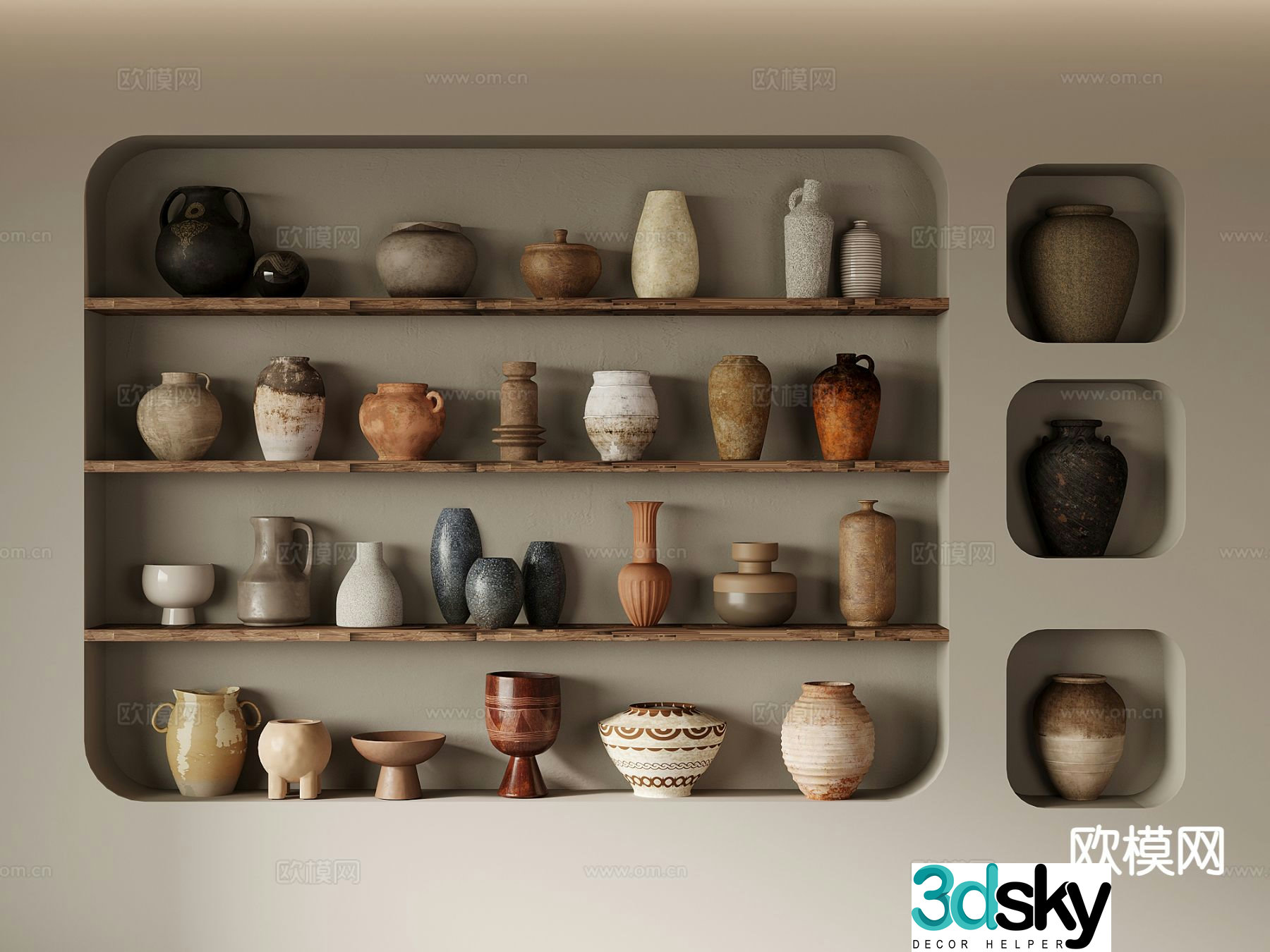 Wabi-sabi pottery jar earthen bowl porcelain 3d model