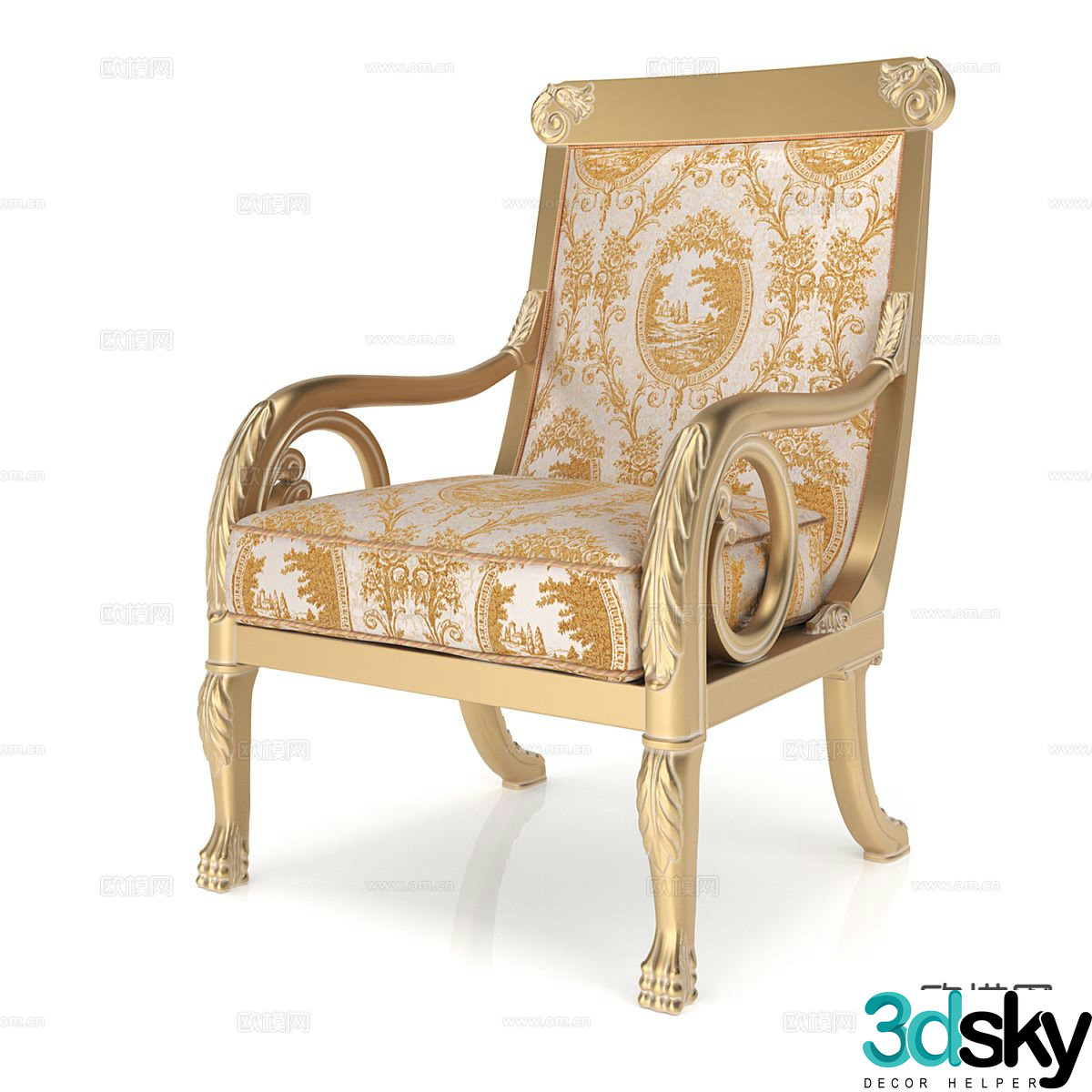 French chair lounge chair 3d model
