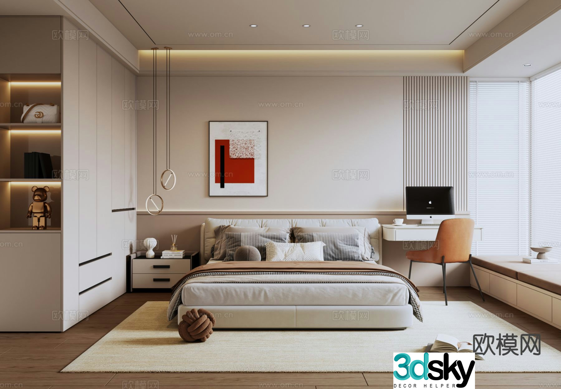 Modern bedroom second bedroom 3d model