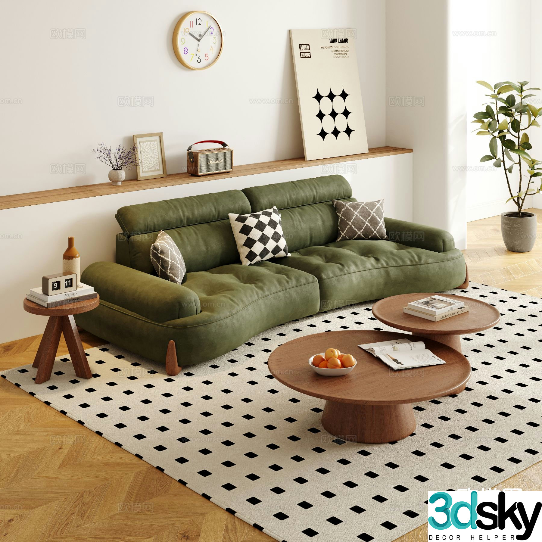 Medieval style double sofa living room sofa 3d model