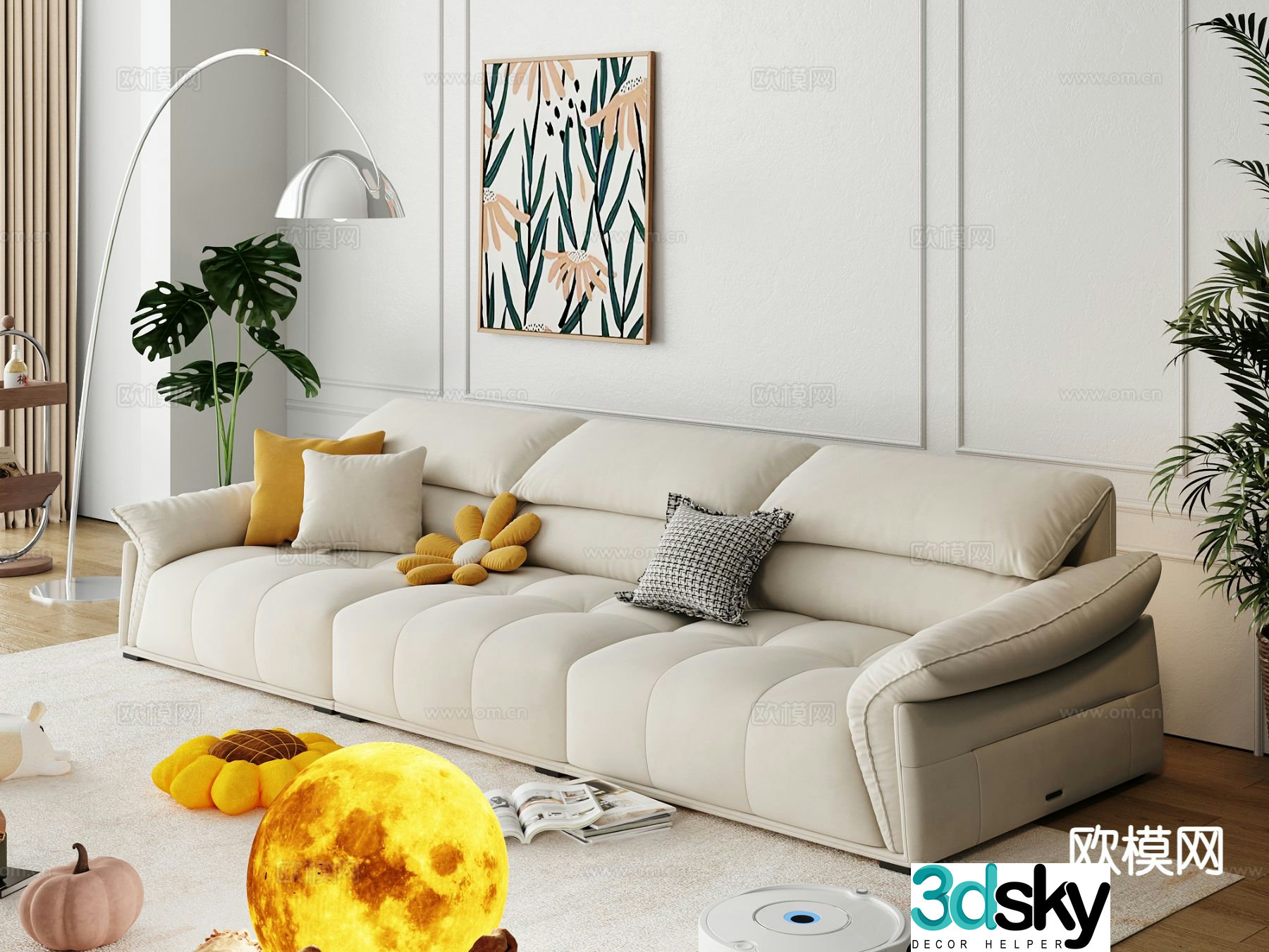 Modern multi-seater sofa 3d model