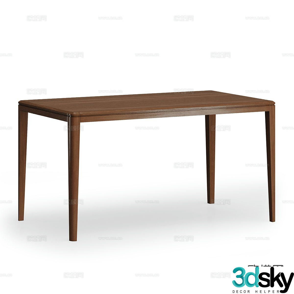 solid wood dining table 3d model