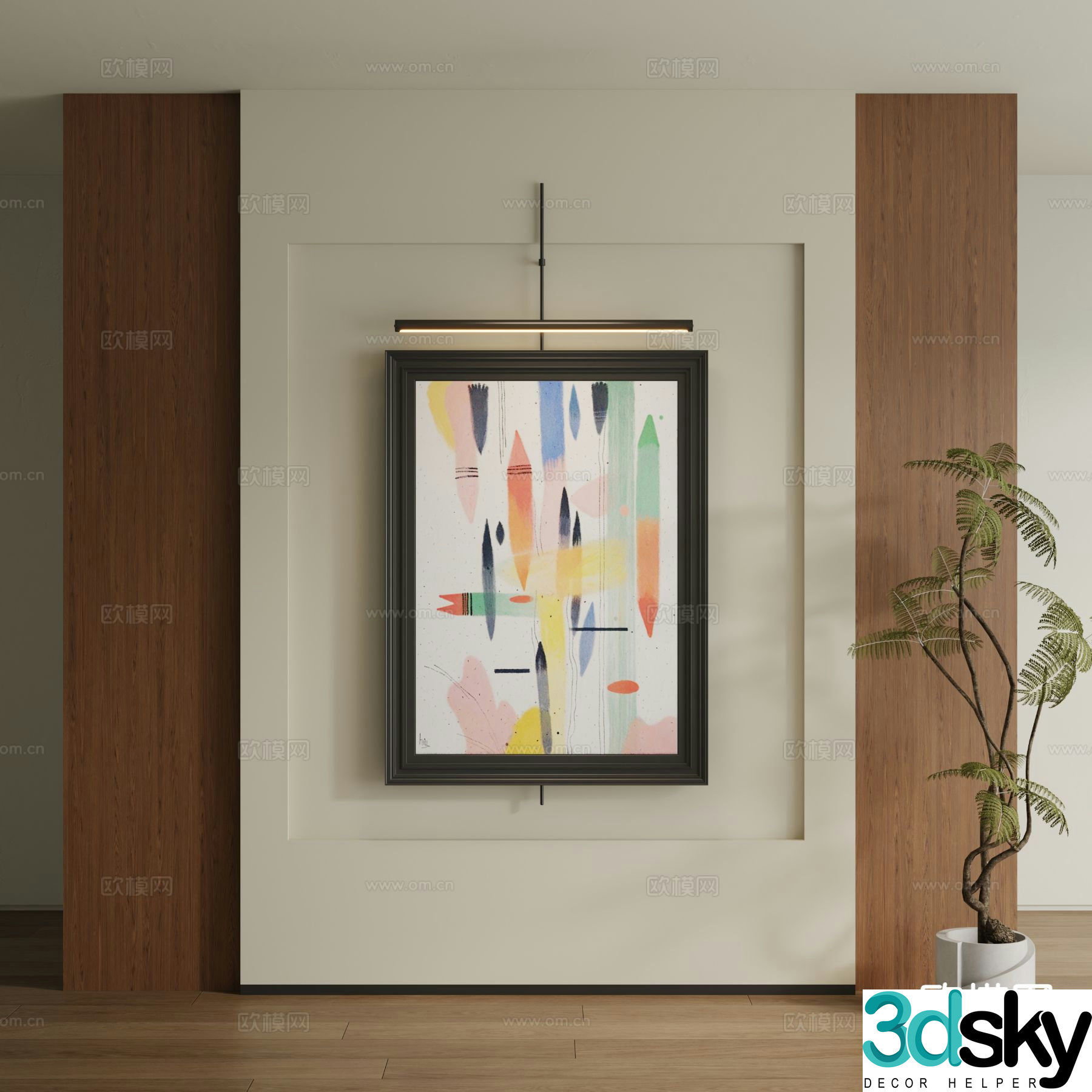 Modern colorful hanging painting decorative painting 3d model