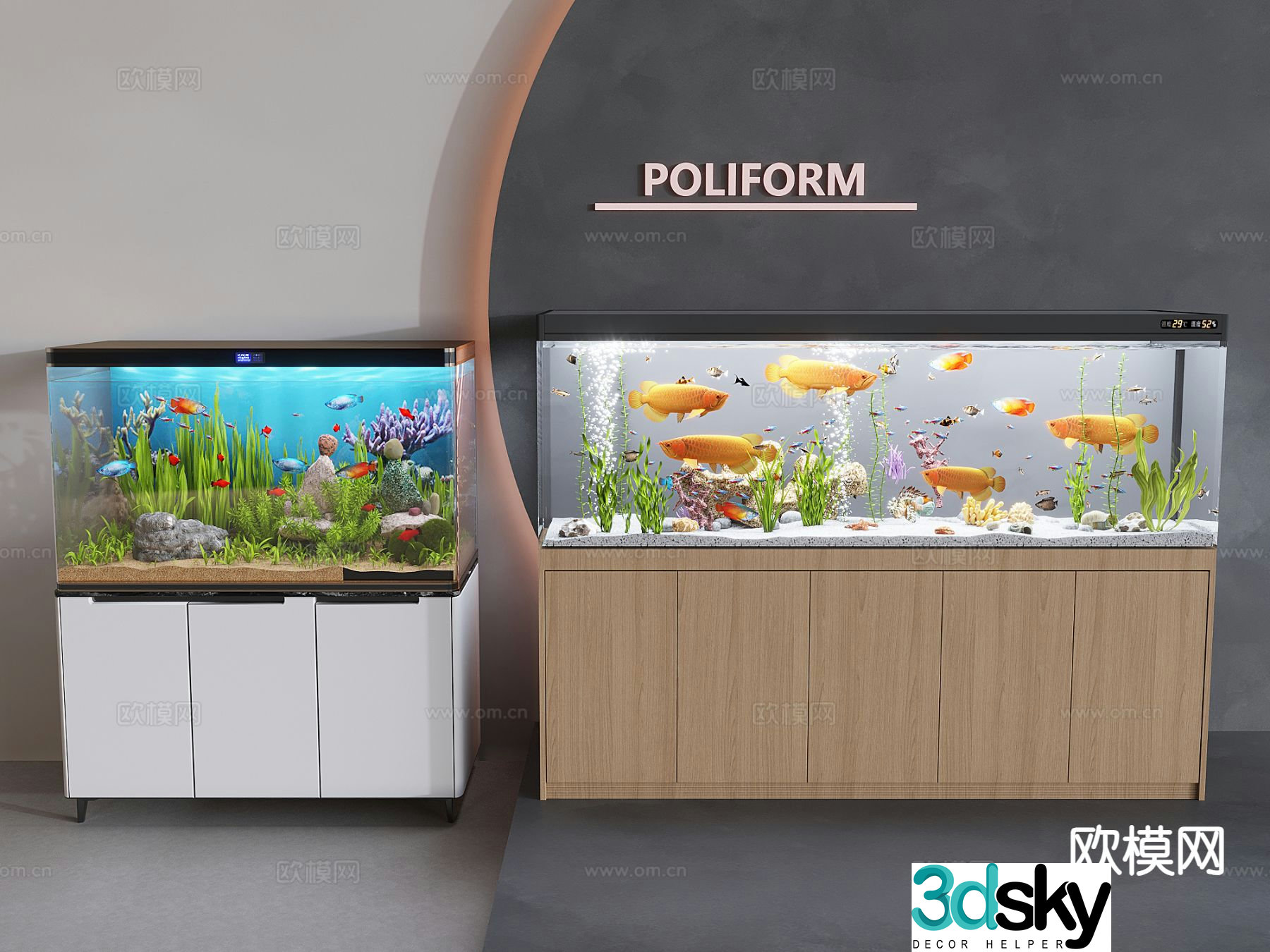 Ornamental fish tank aquarium 3d model