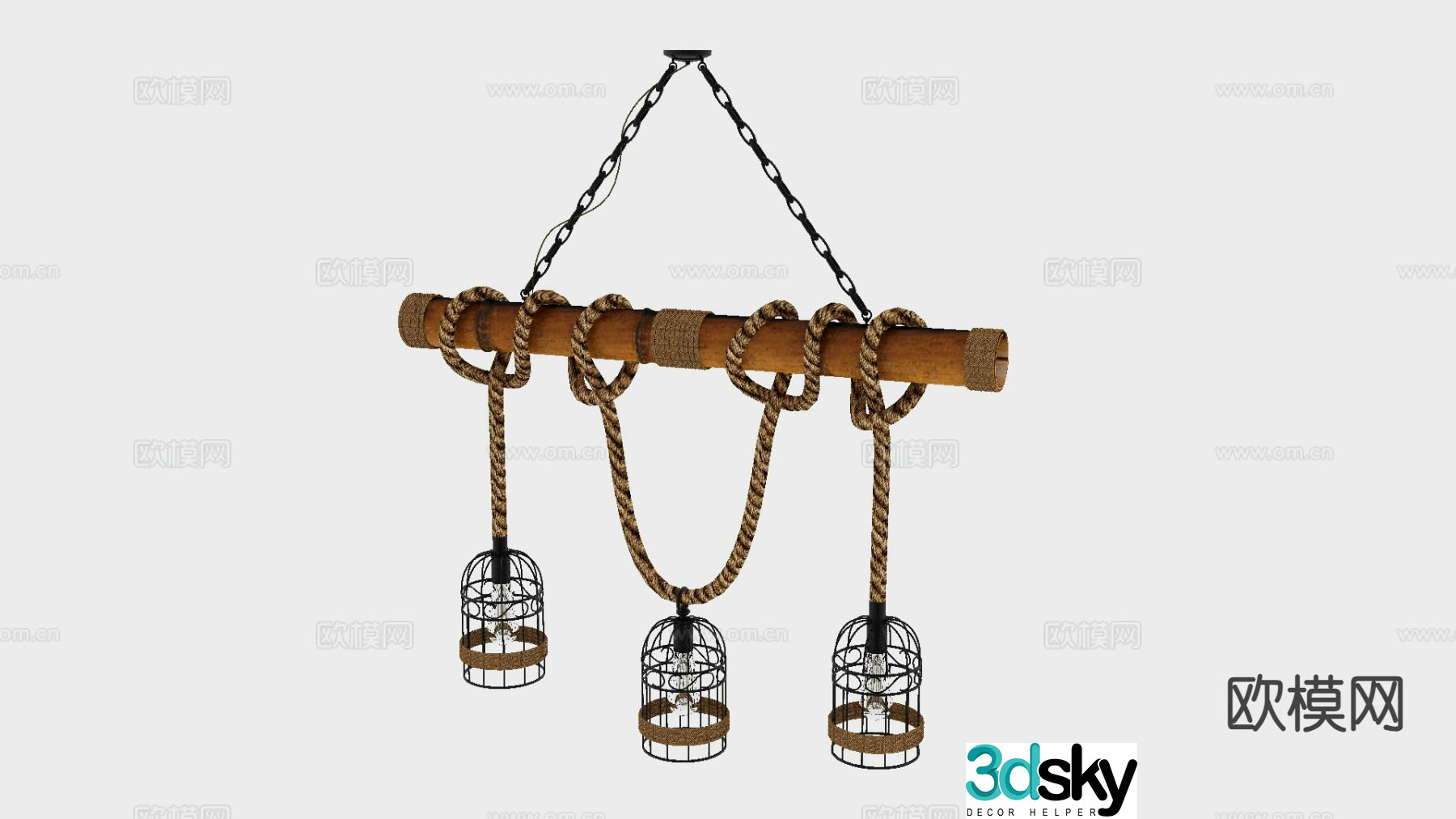 Industrial style chandelier 3d model