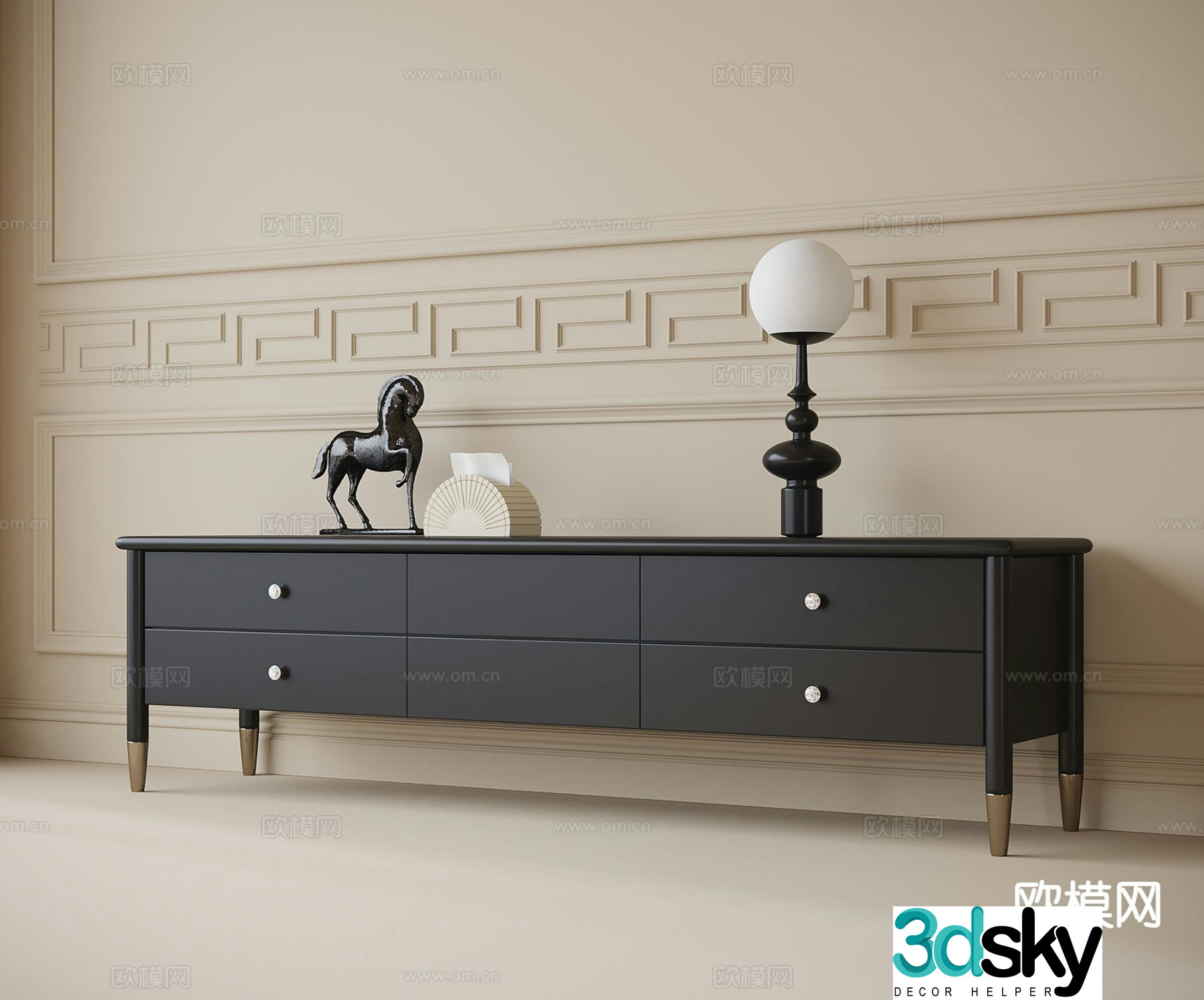 French TV cabinet 3d model