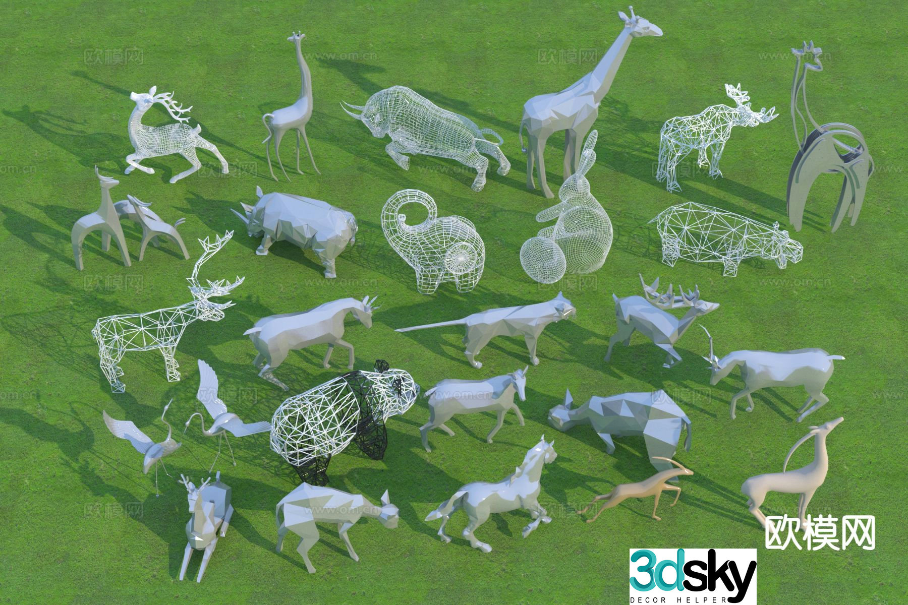 Modern animal sculpture hollow sculpture 3d model