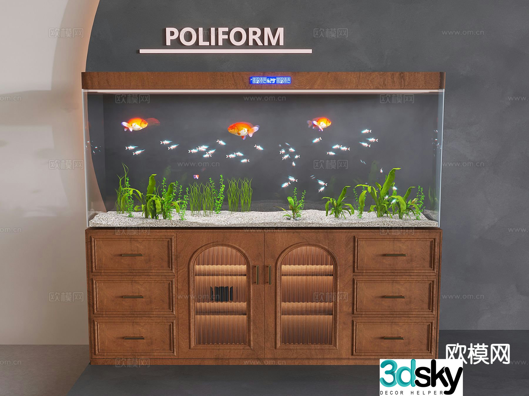 Wabi-sabi fish tank aquarium 3d model