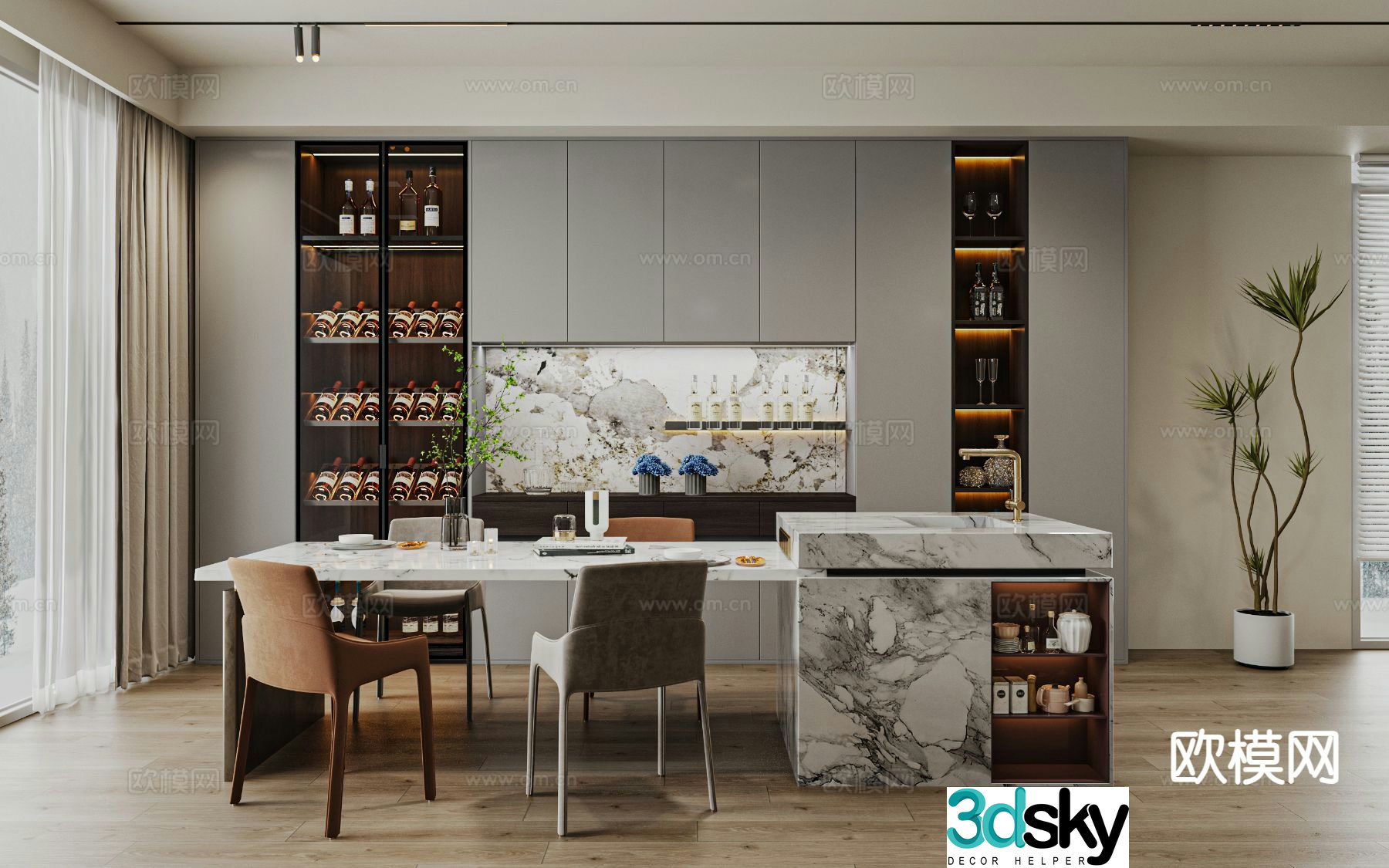Light luxury restaurant Zhongdao restaurant 3D model