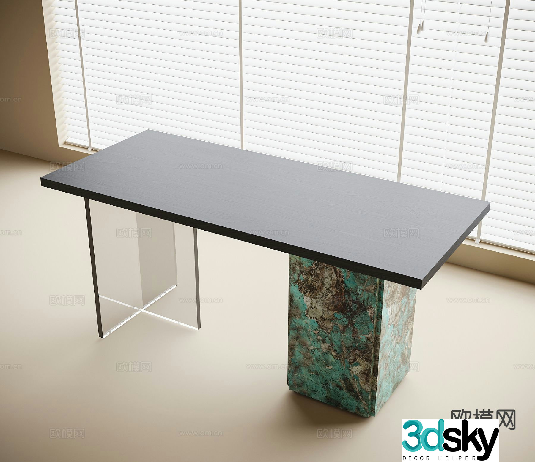 modern desk desk 3d model