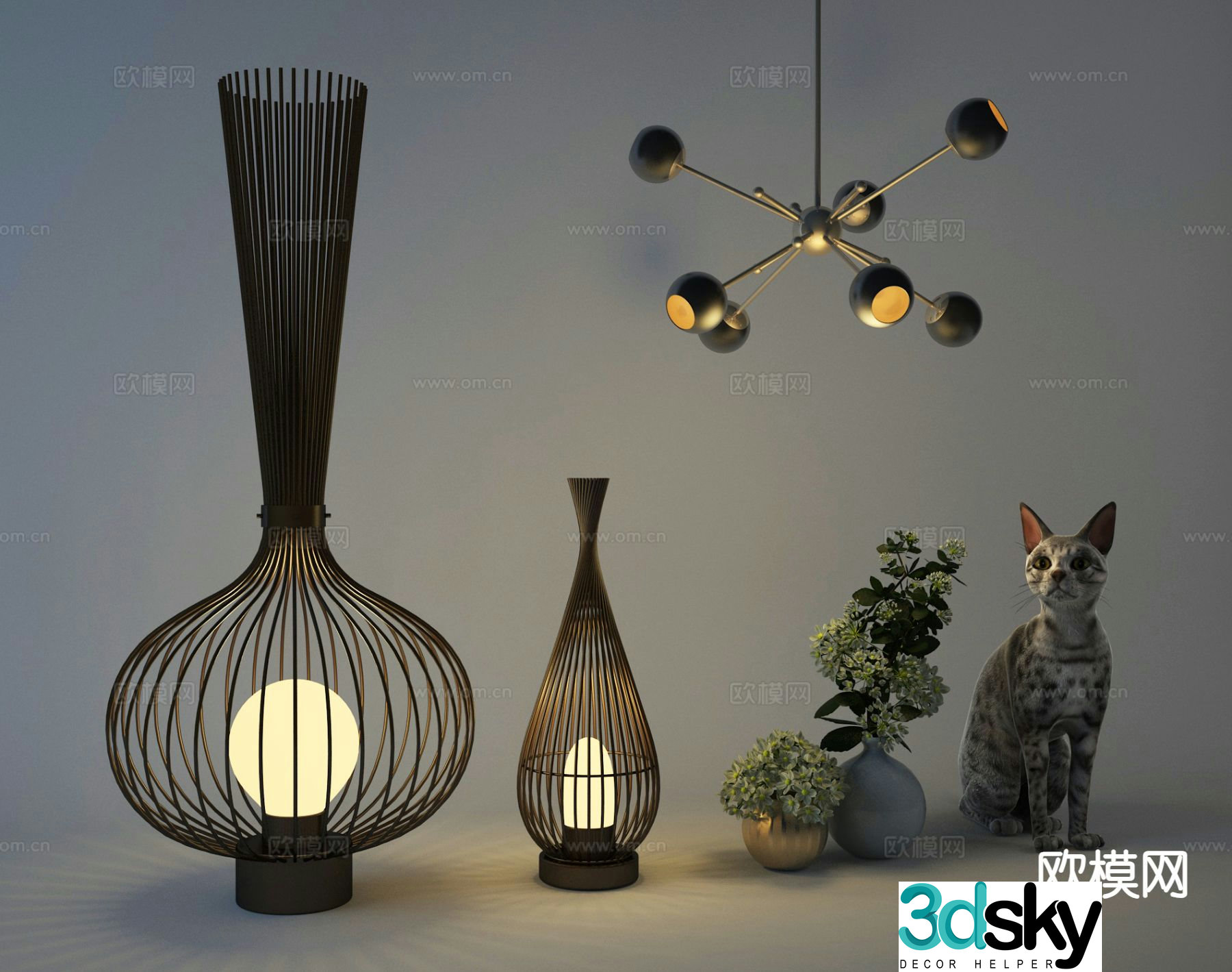 Modern floor lamp chandelier 3d model