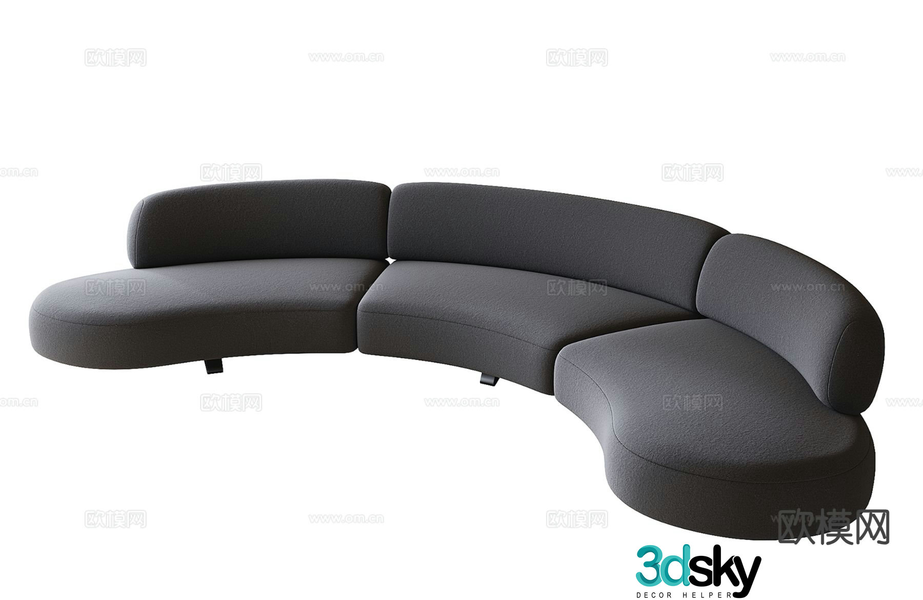 Modern curved sofa multi-person sofa 3d model
