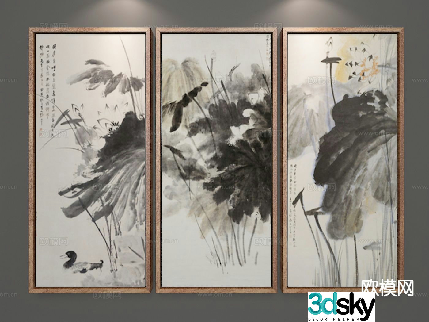 New Chinese style decorative painting ink painting 3D model